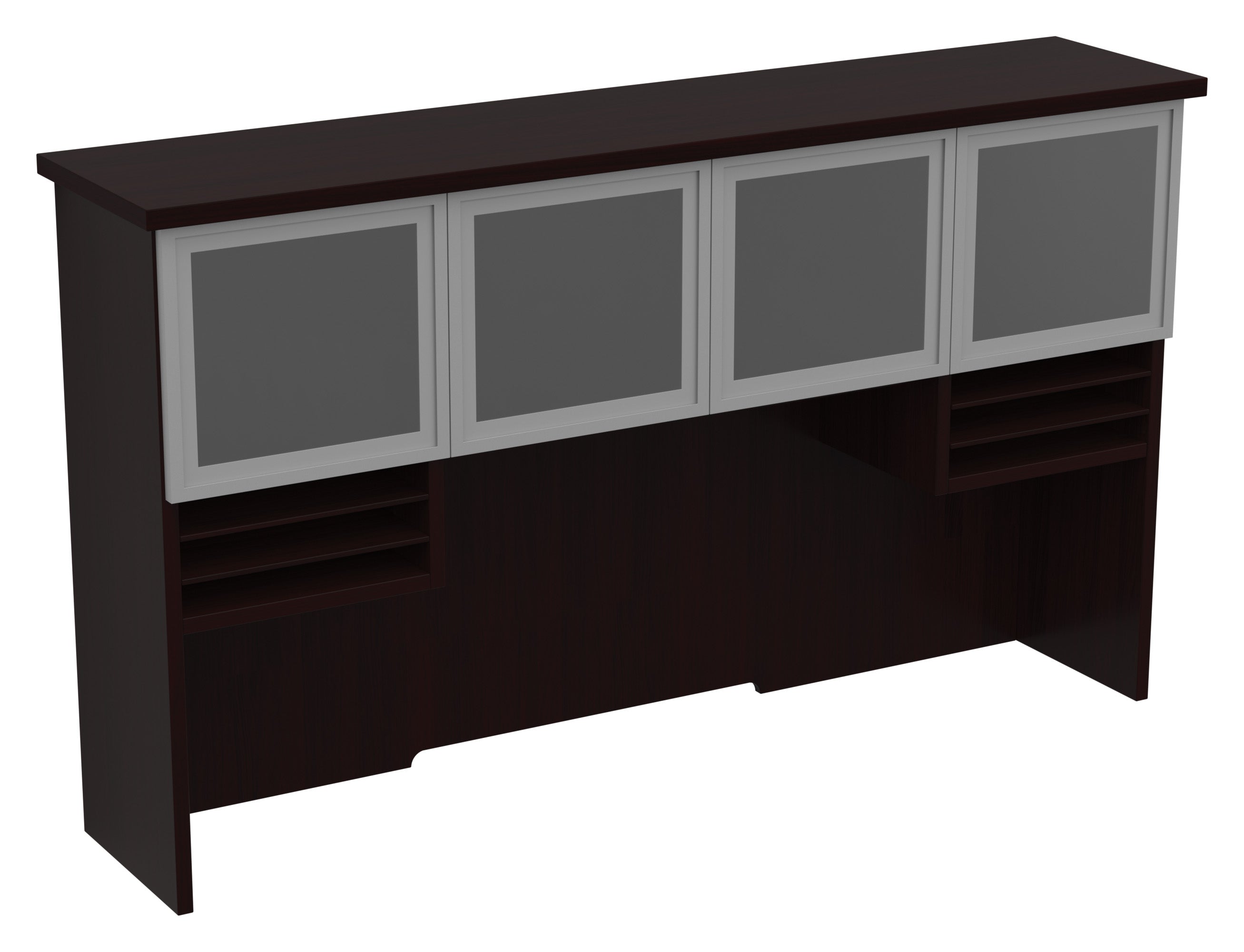 Tuxedo 72" Hutch with Glass/Aluminum Doors - Dark Roast