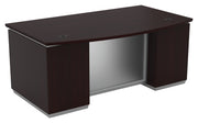Tuxedo Bow Front Double Ped Desk 72X42 - Dark Roast