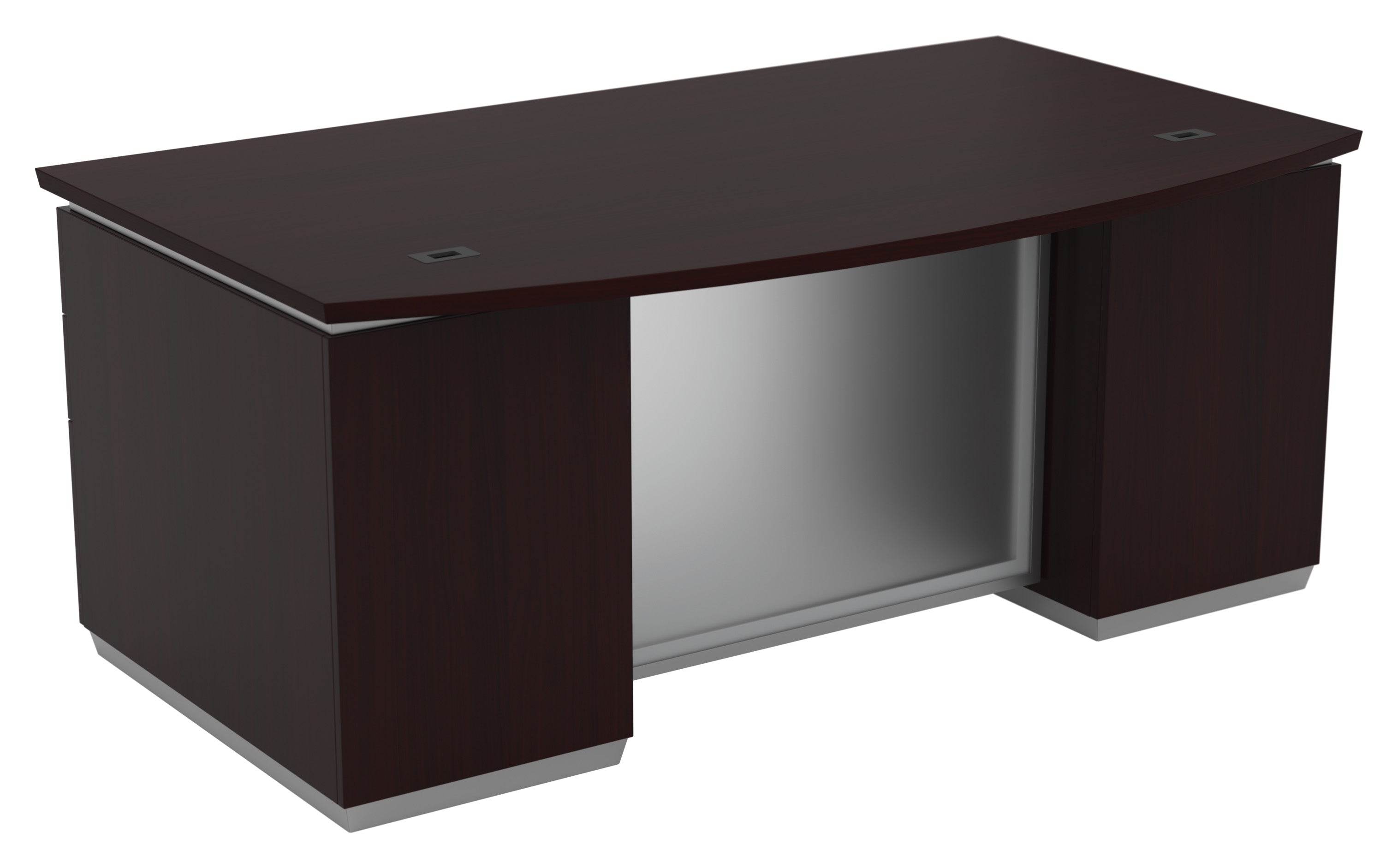 Tuxedo Bow Front Double Ped Desk 72X42 - Dark Roast