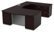 Tuxedo U-Shape w/ Right Bridge + Lateral File Credenza Pedestal 72x114 - Dark Roast