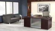 Tuxedo L-Shape w/ Bow Front Desk and Right Return 72x90 - Dark Roast