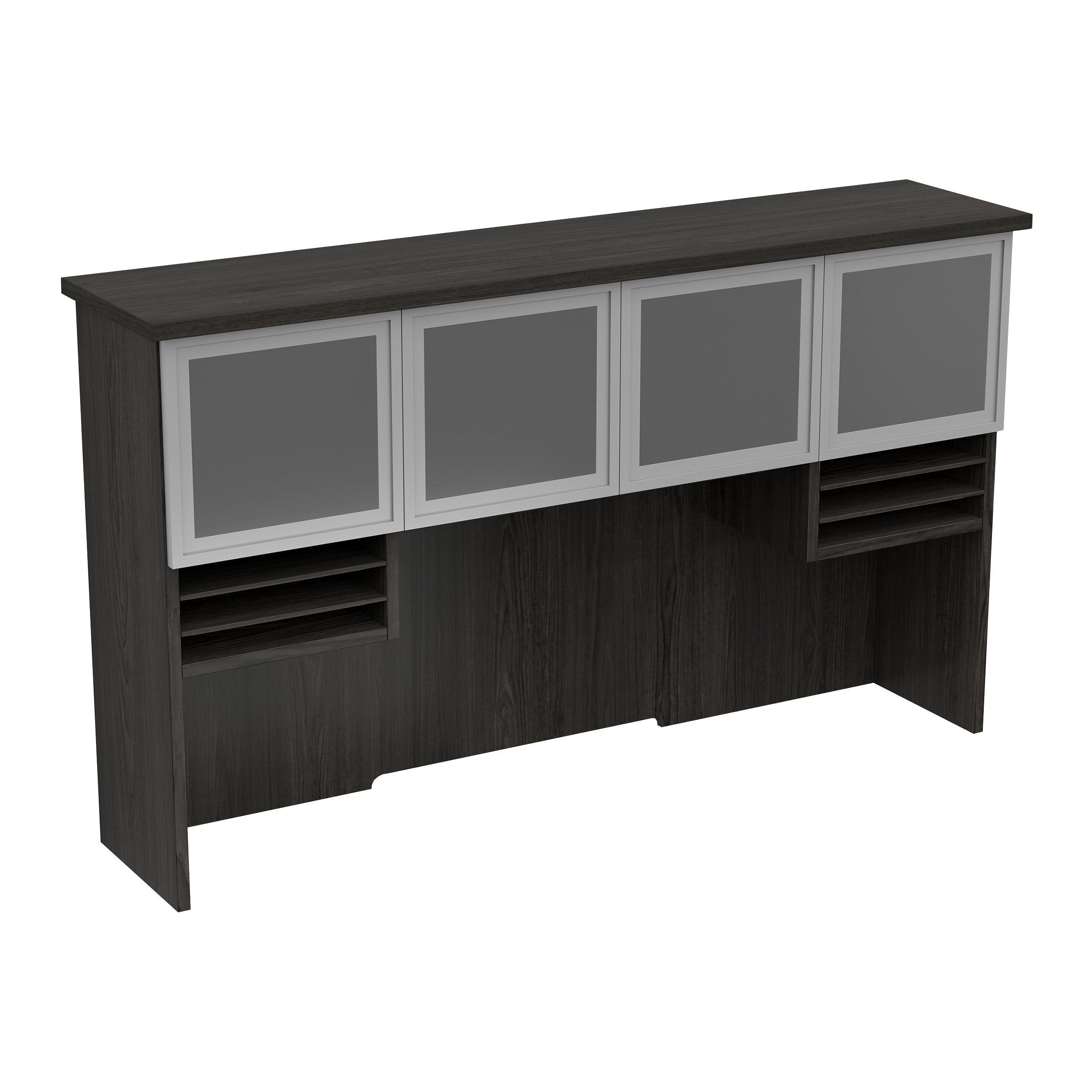 Tuxedo 72" Hutch with Glass/Aluminum Doors - Slate Grey