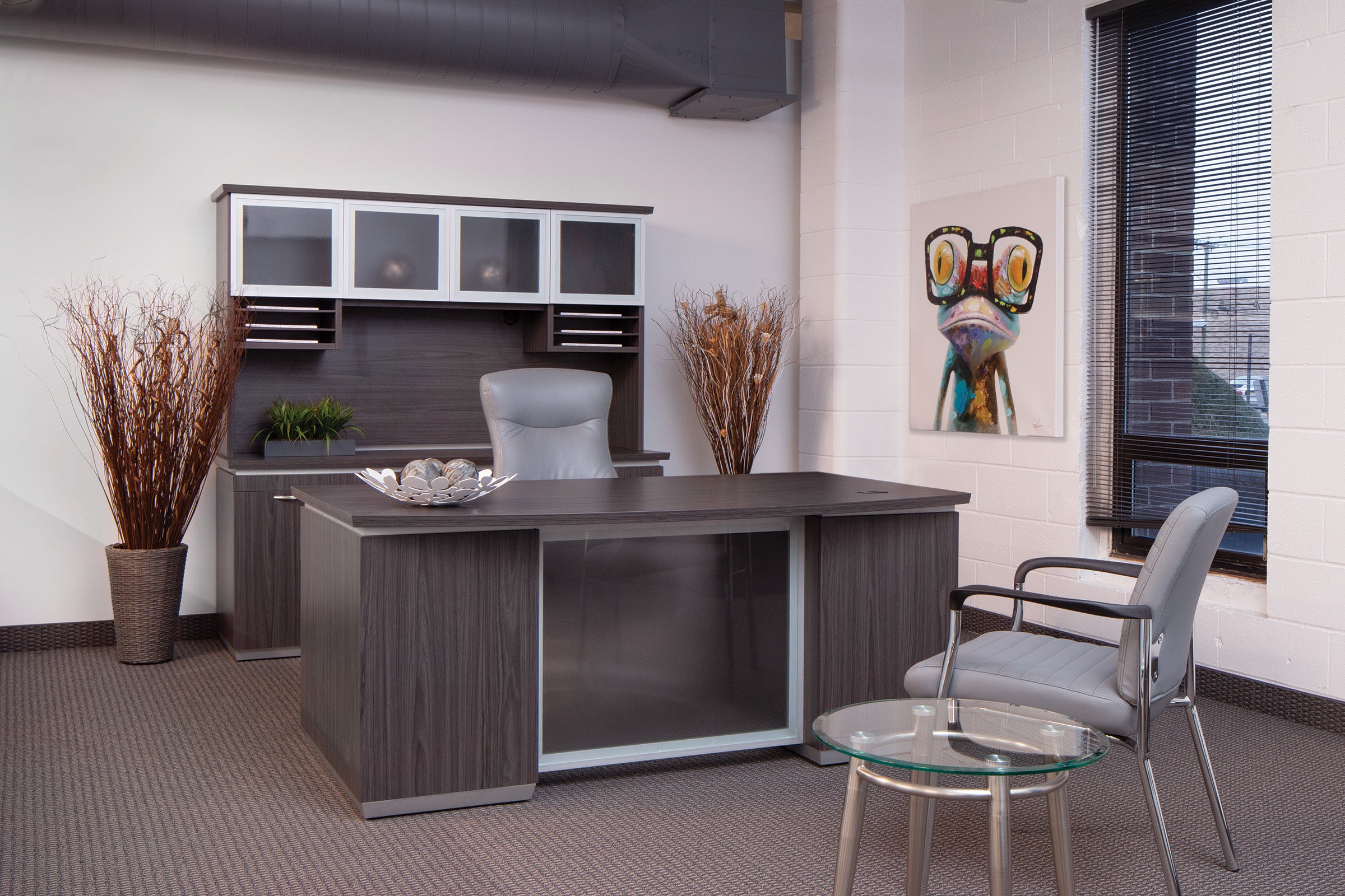 Tuxedo Double Pedestal Desk - Slate Grey