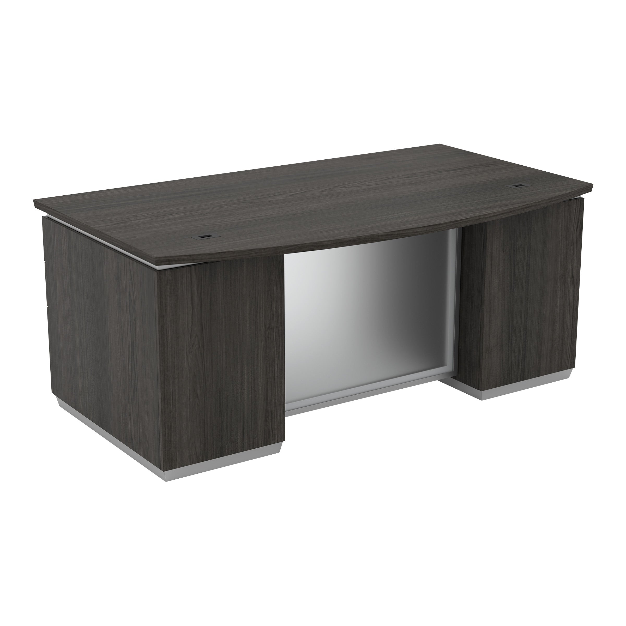 Tuxedo Bow Front Double Ped Desk 72X42 - Slate Grey