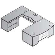 Tuxedo U-Shape w/ Left Bridge + Lateral File Pedestal 72x114 - Slate Grey