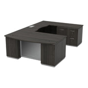Tuxedo U-Shape w/ Right Bridge + Lateral File Credenza Pedestal 72x114 - Slate Grey