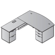 Tuxedo L-Shape w/ Bow Front Desk and Left Return 72x90 - Slate Grey