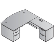Tuxedo L-Shape w/ Bow Front Desk and Right Return 72x90 - Slate Grey