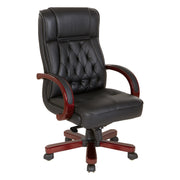 Leather Executive Chair - Black, with Royal Cherry Base