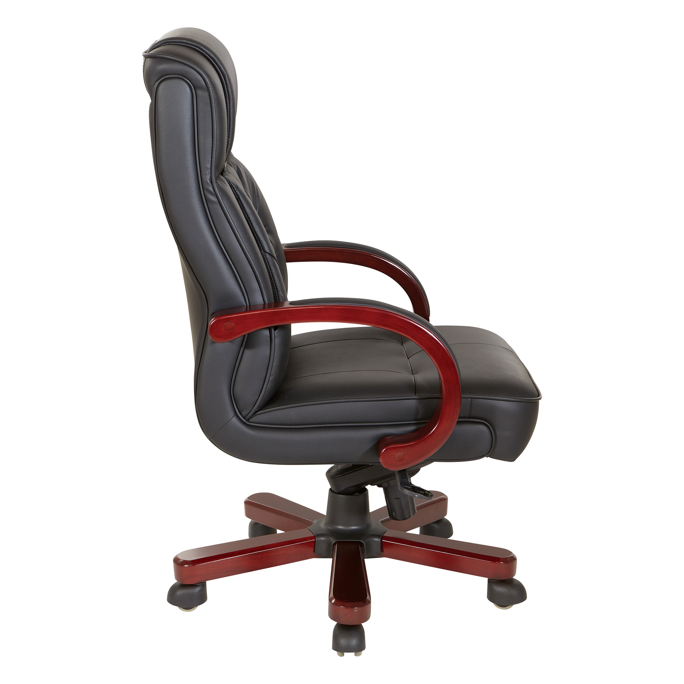 Leather Executive Chair - Black, with Royal Cherry Base