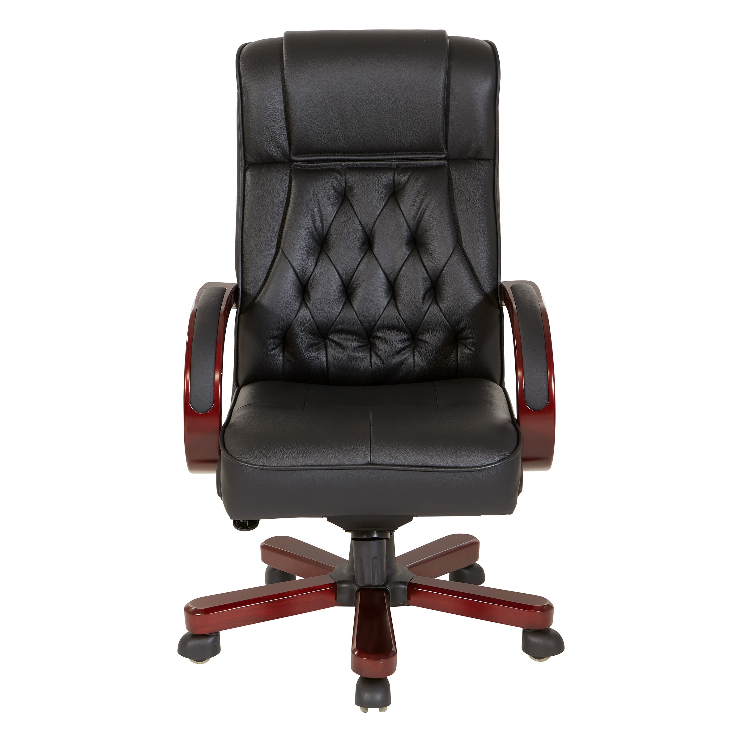 Leather Executive Chair - Black, with Royal Cherry Base