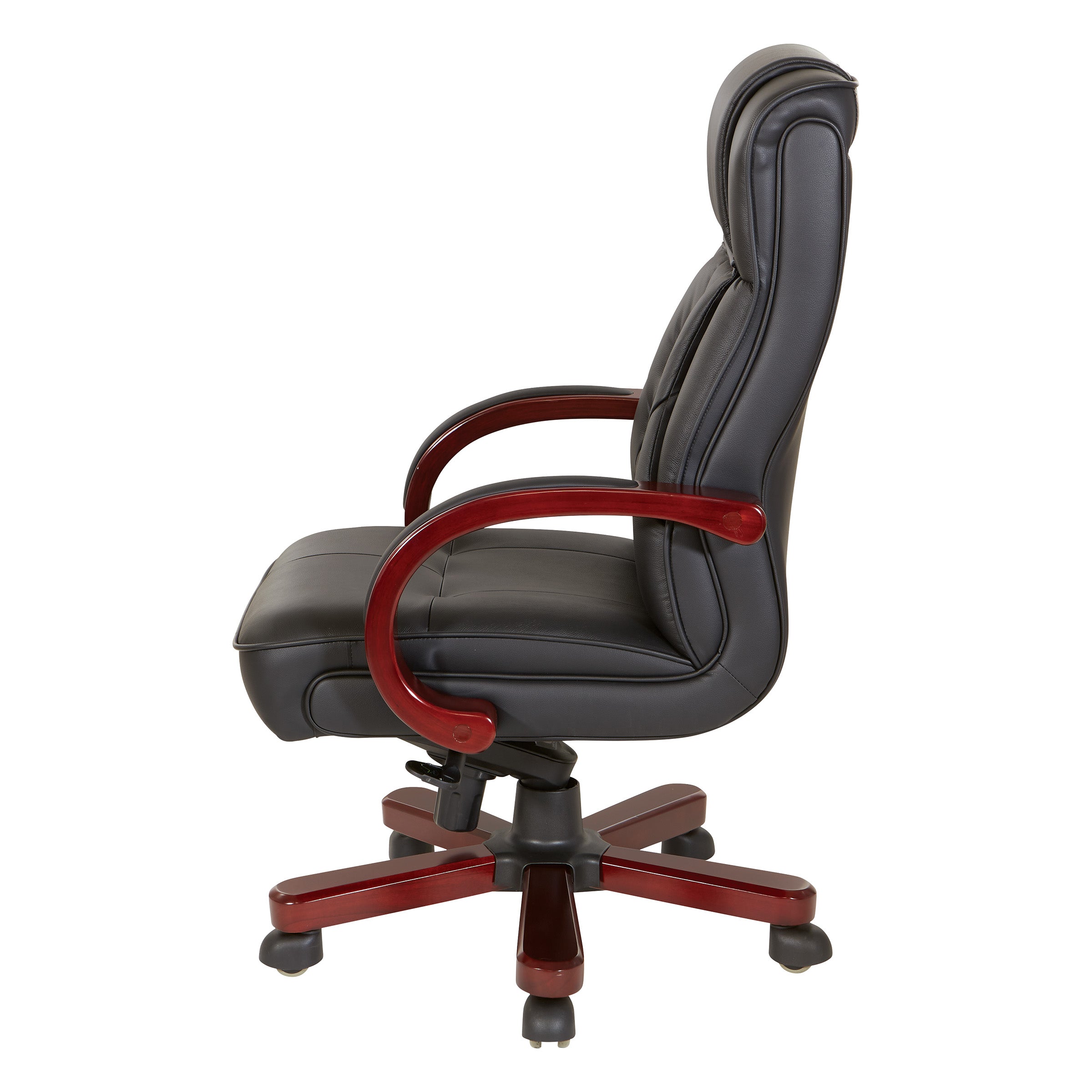 Leather Executive Chair - Black, with Royal Cherry Base