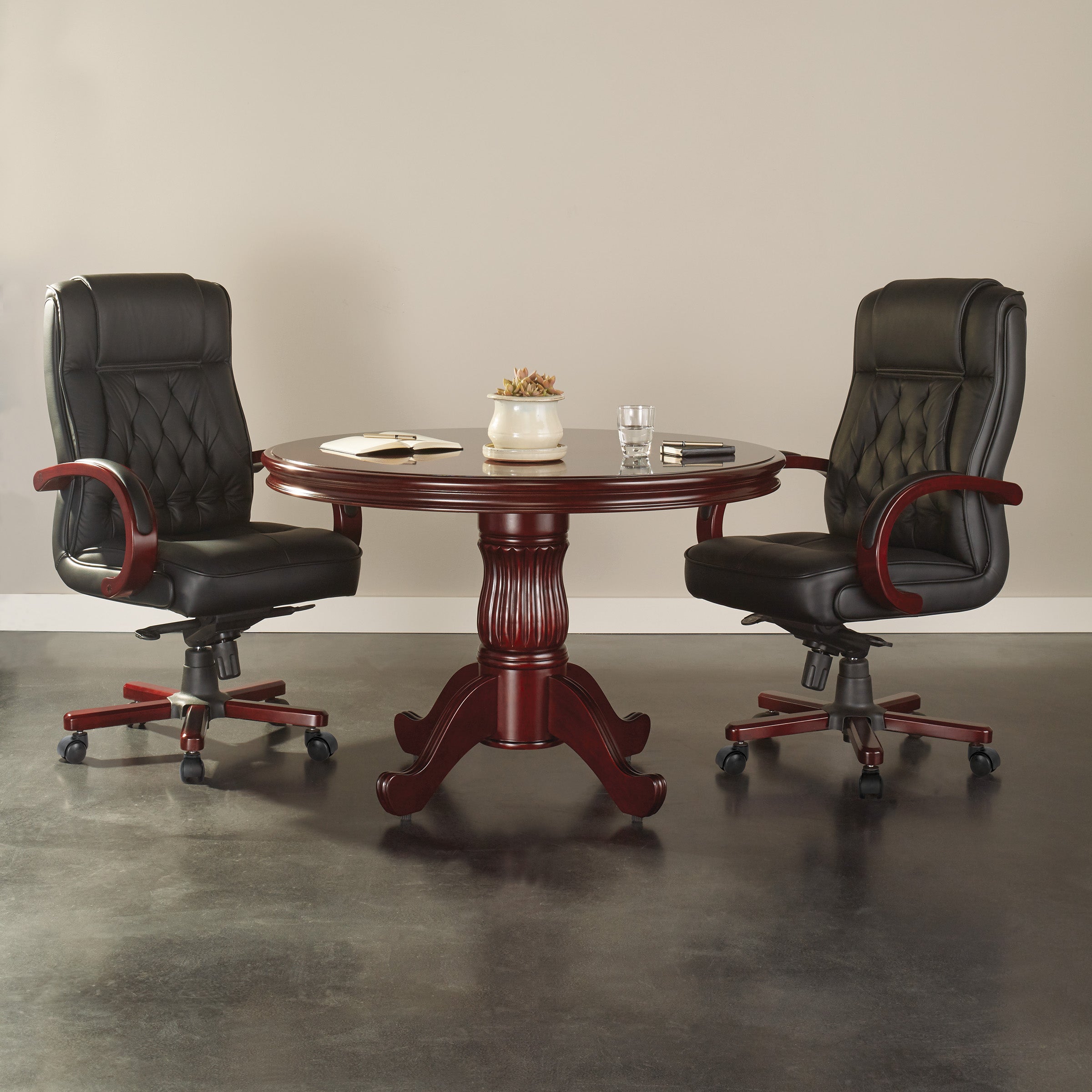 Leather Executive Chair - Black, with Royal Cherry Base