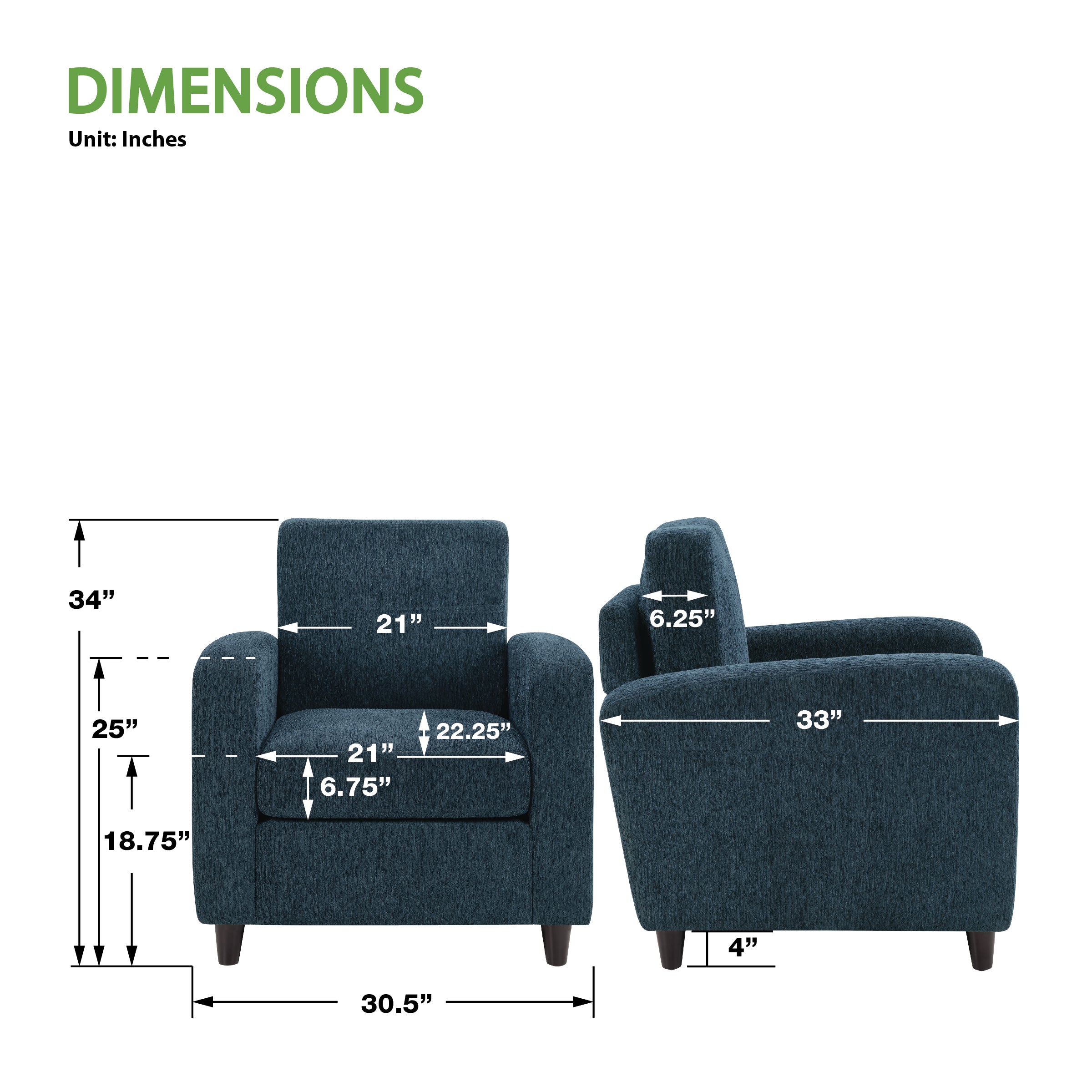 Venus Club Chair - Indigo