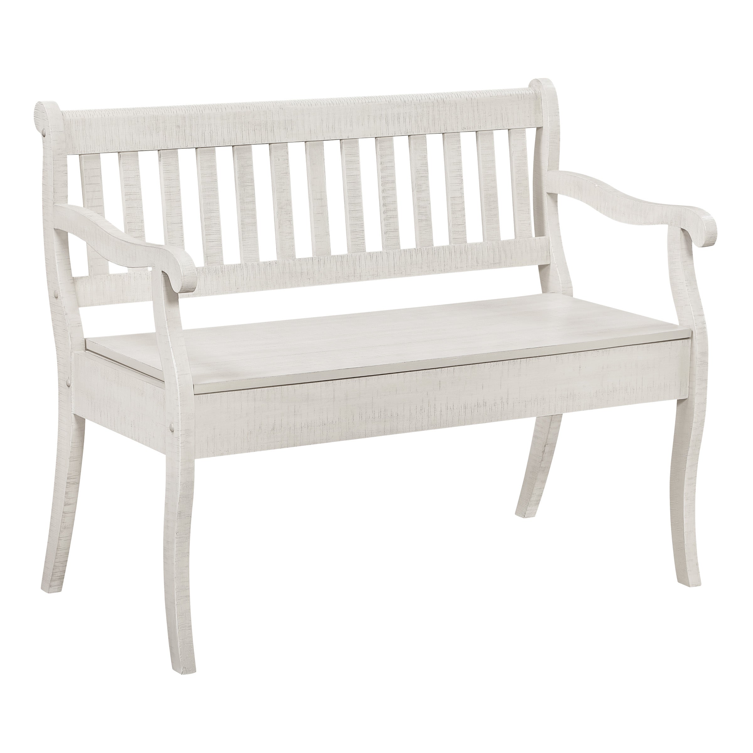 Wakefield Entryway Storage Bench in Destressed White Finish