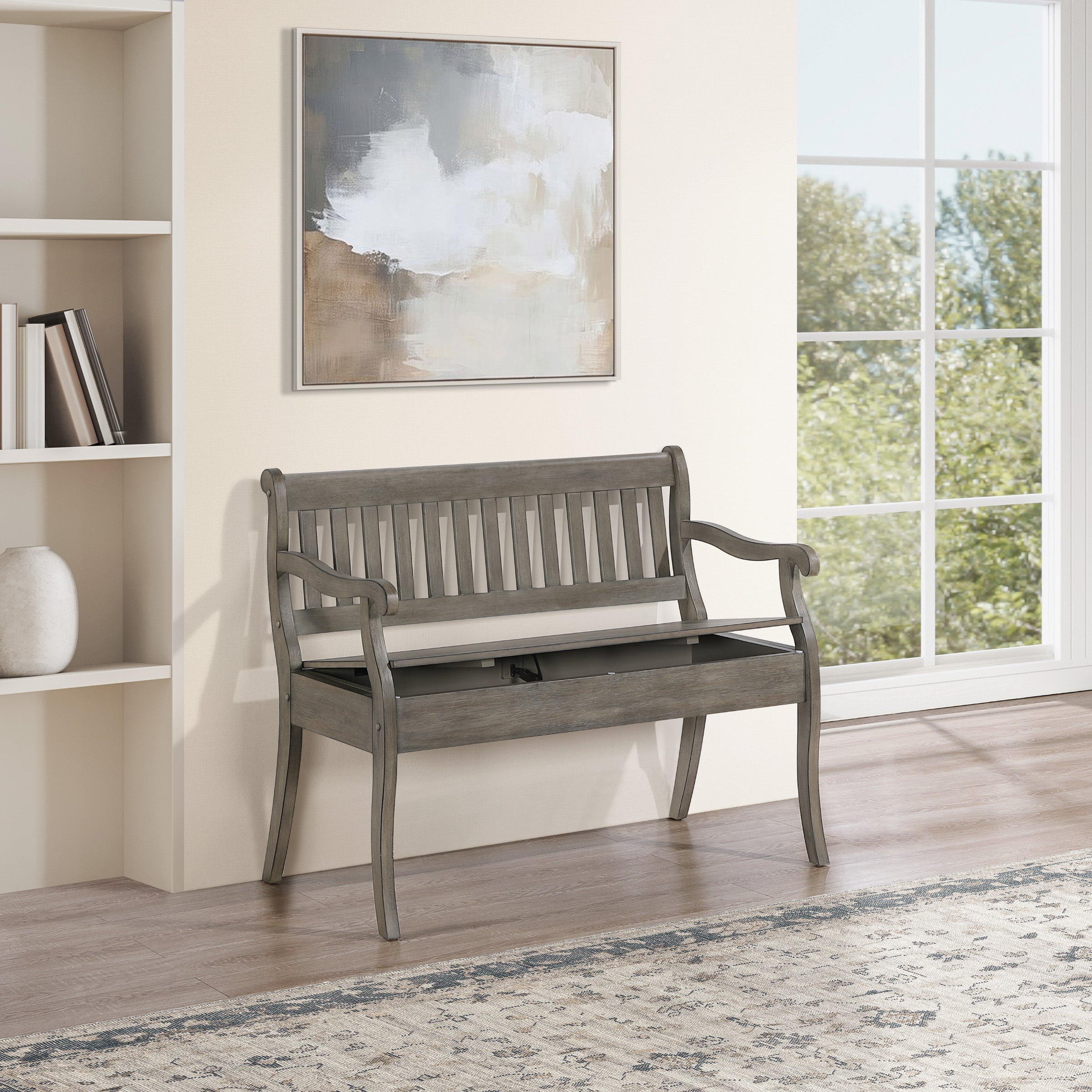 Wakefield Entryway Storage Bench Goldstone Finish
