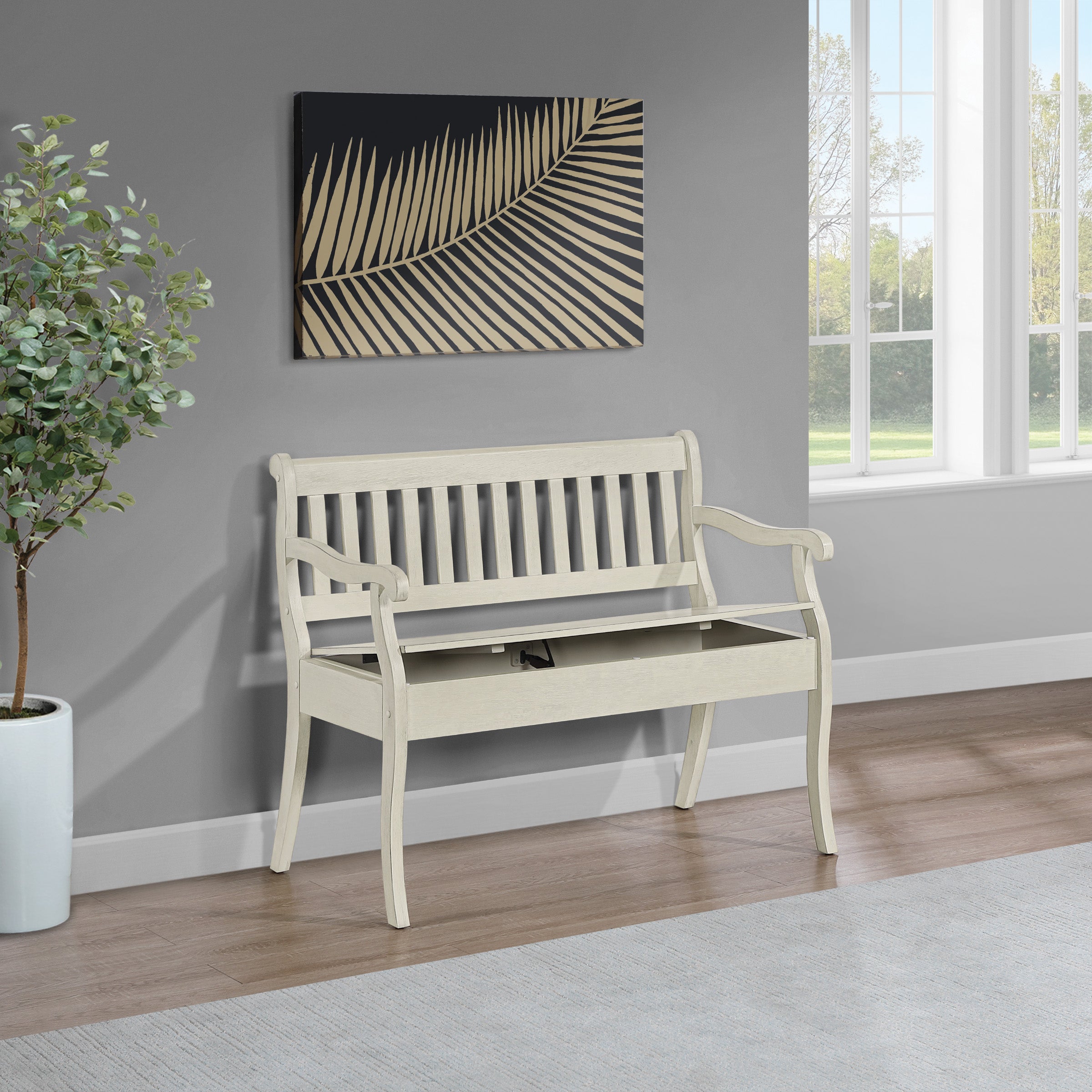 Wakefield Entryway Storage Bench in White Finish