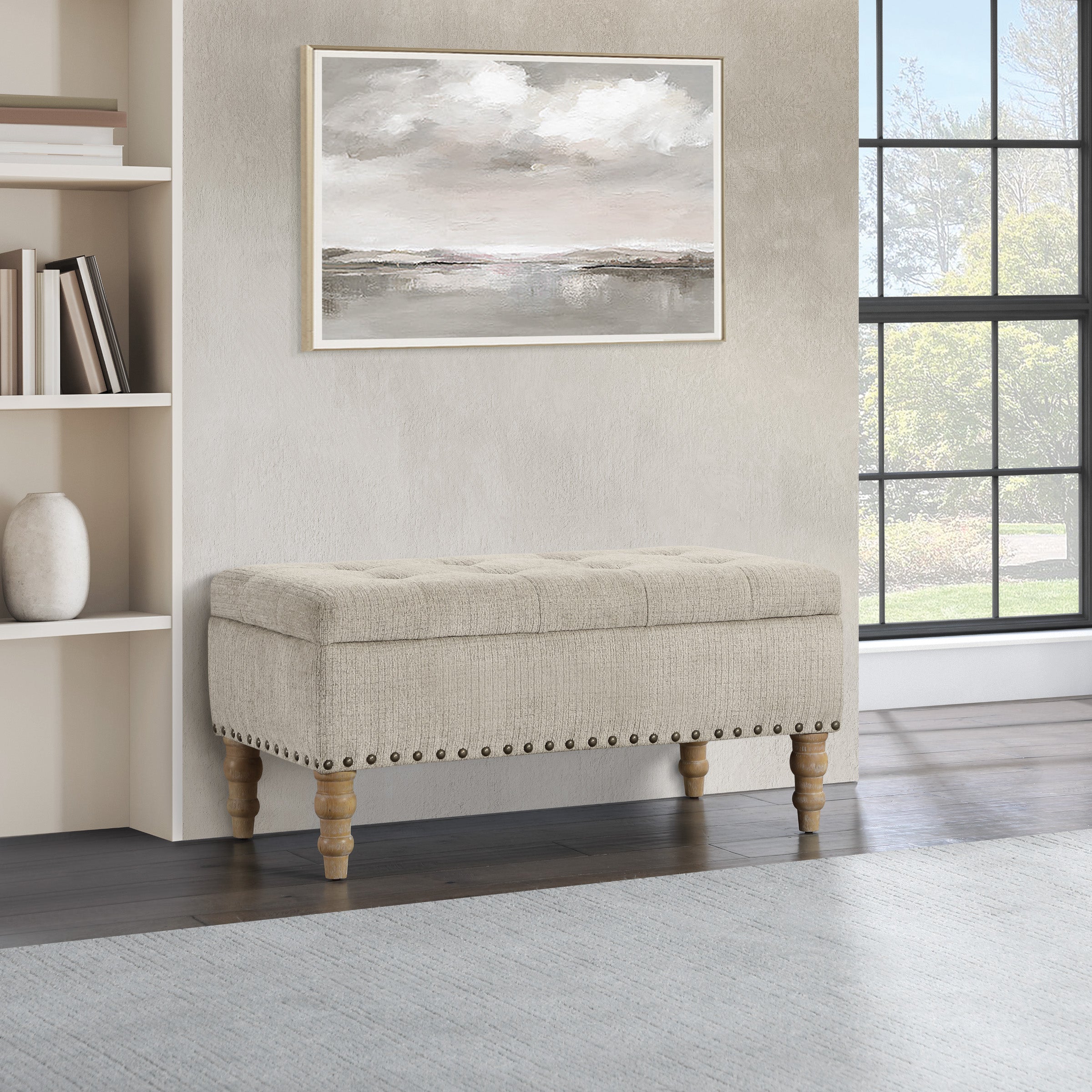 Woodbury Storage Bench - Marble