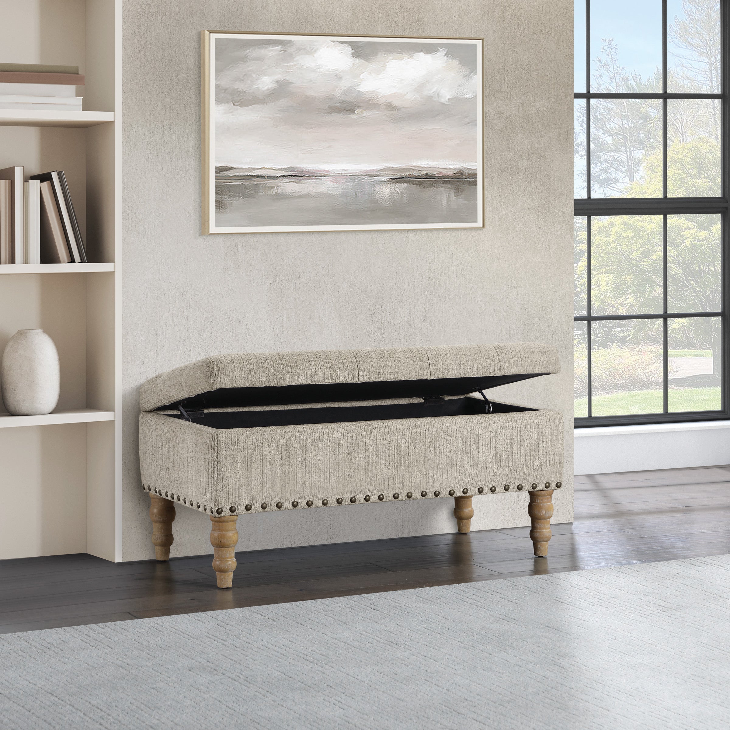 Woodbury Storage Bench - Marble