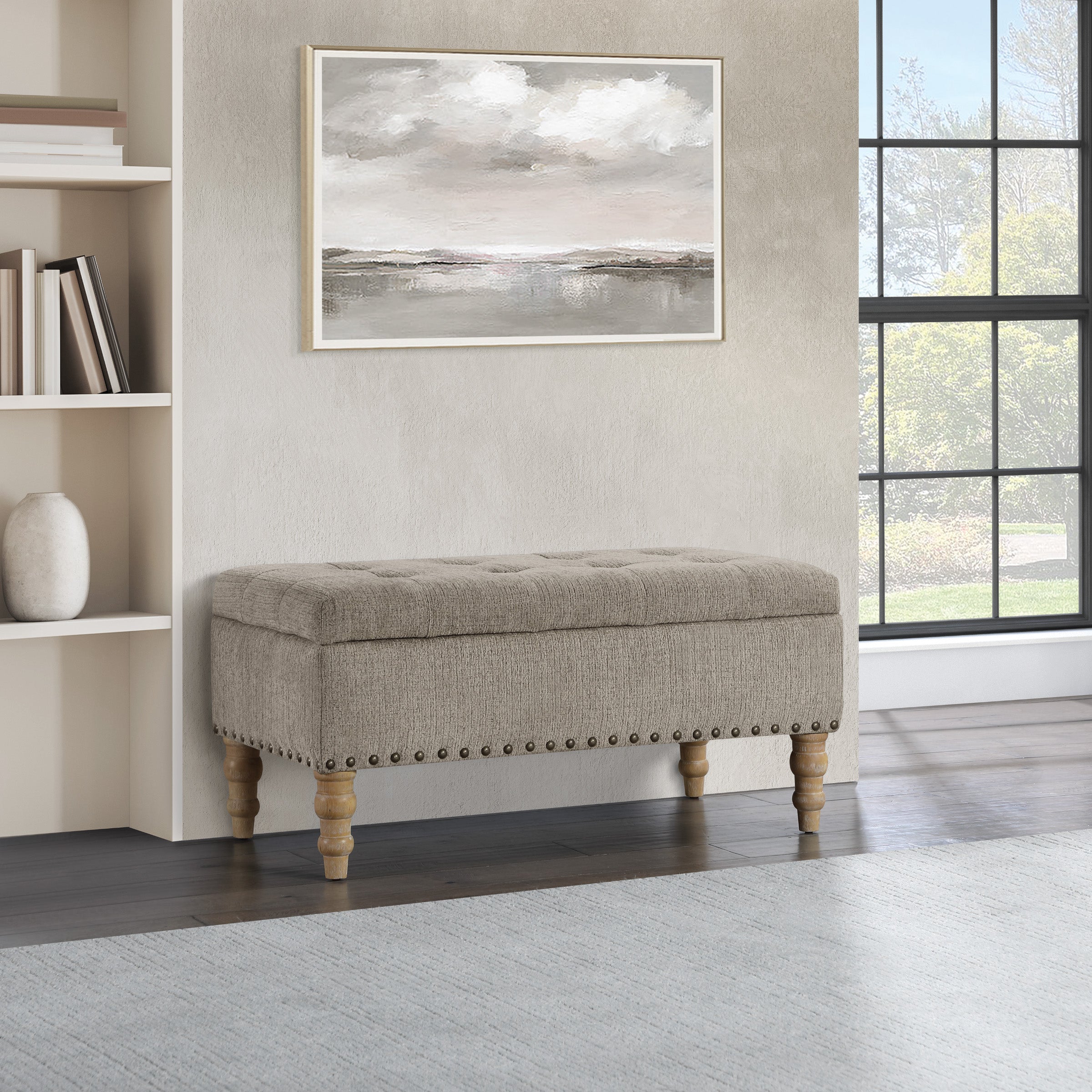 Woodbury Storage Bench - Taupe