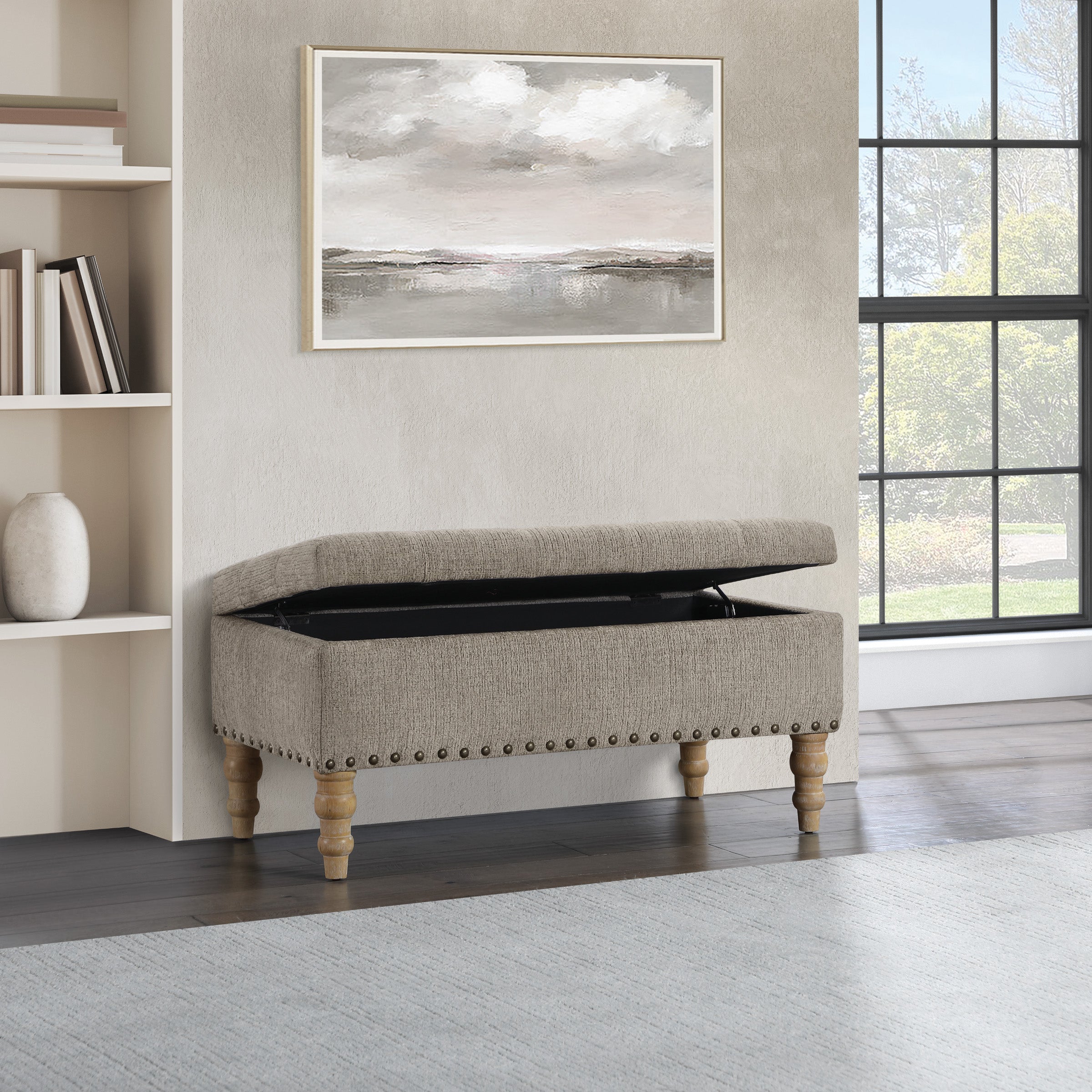 Woodbury Storage Bench - Taupe