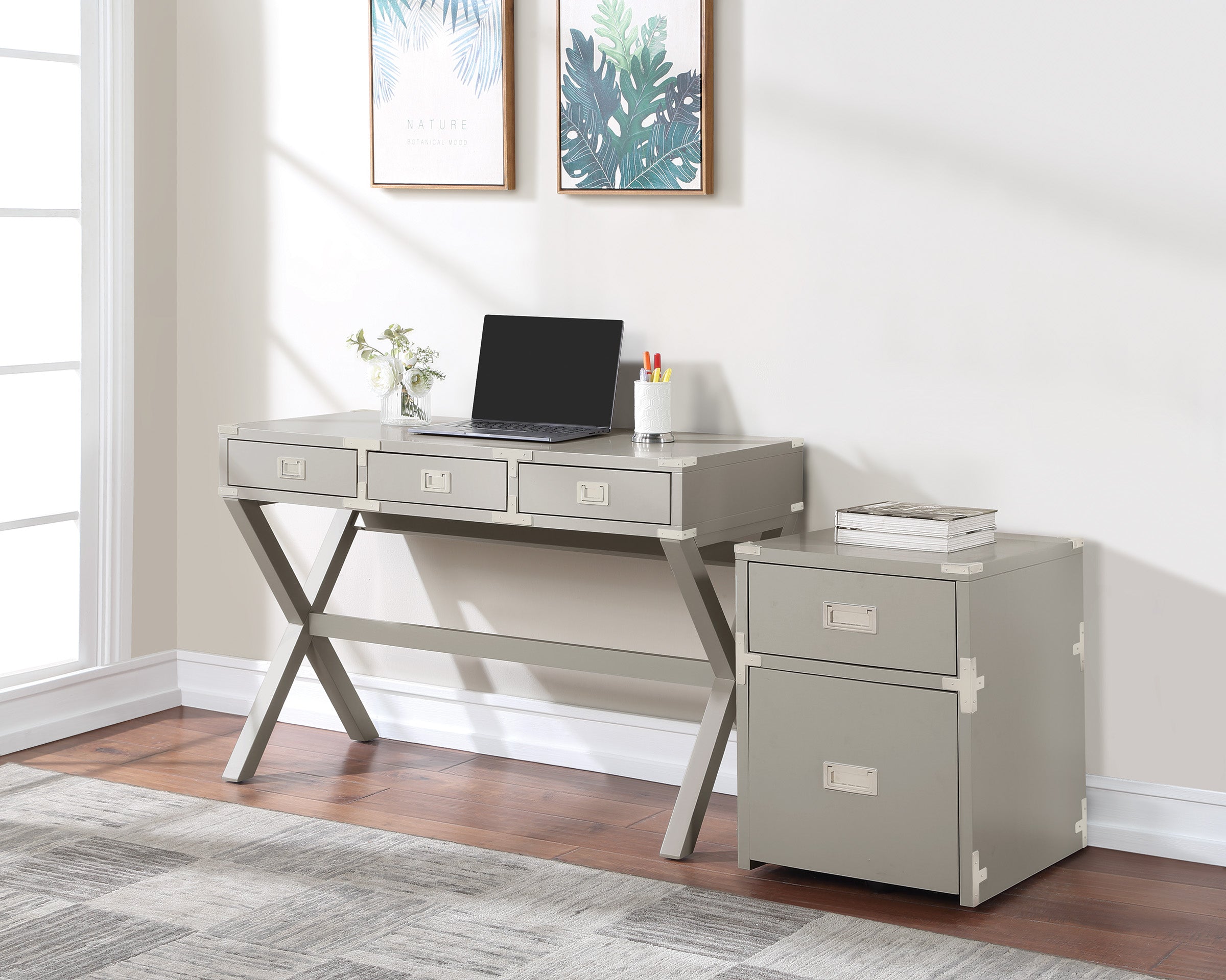 Wellington 2 Drawer File Cabinet - Grey