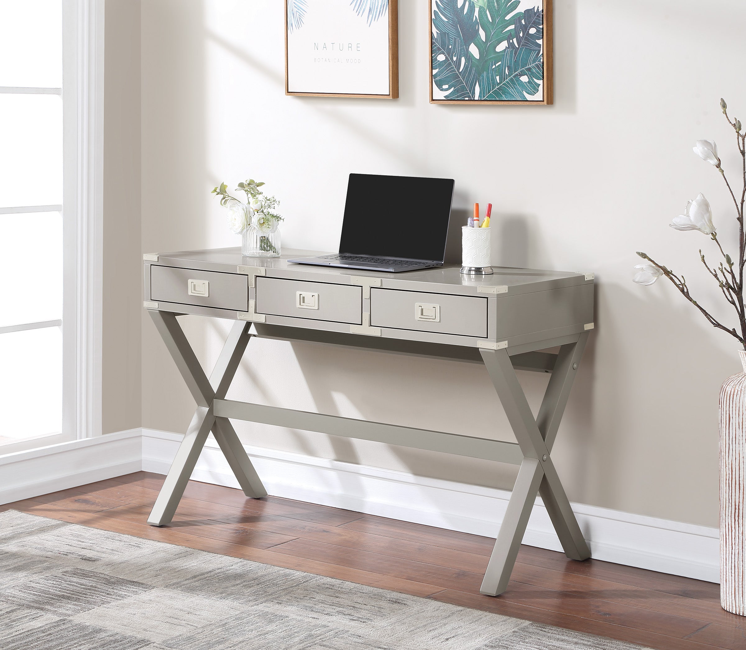 Wellington 46" Desk with Power - Grey