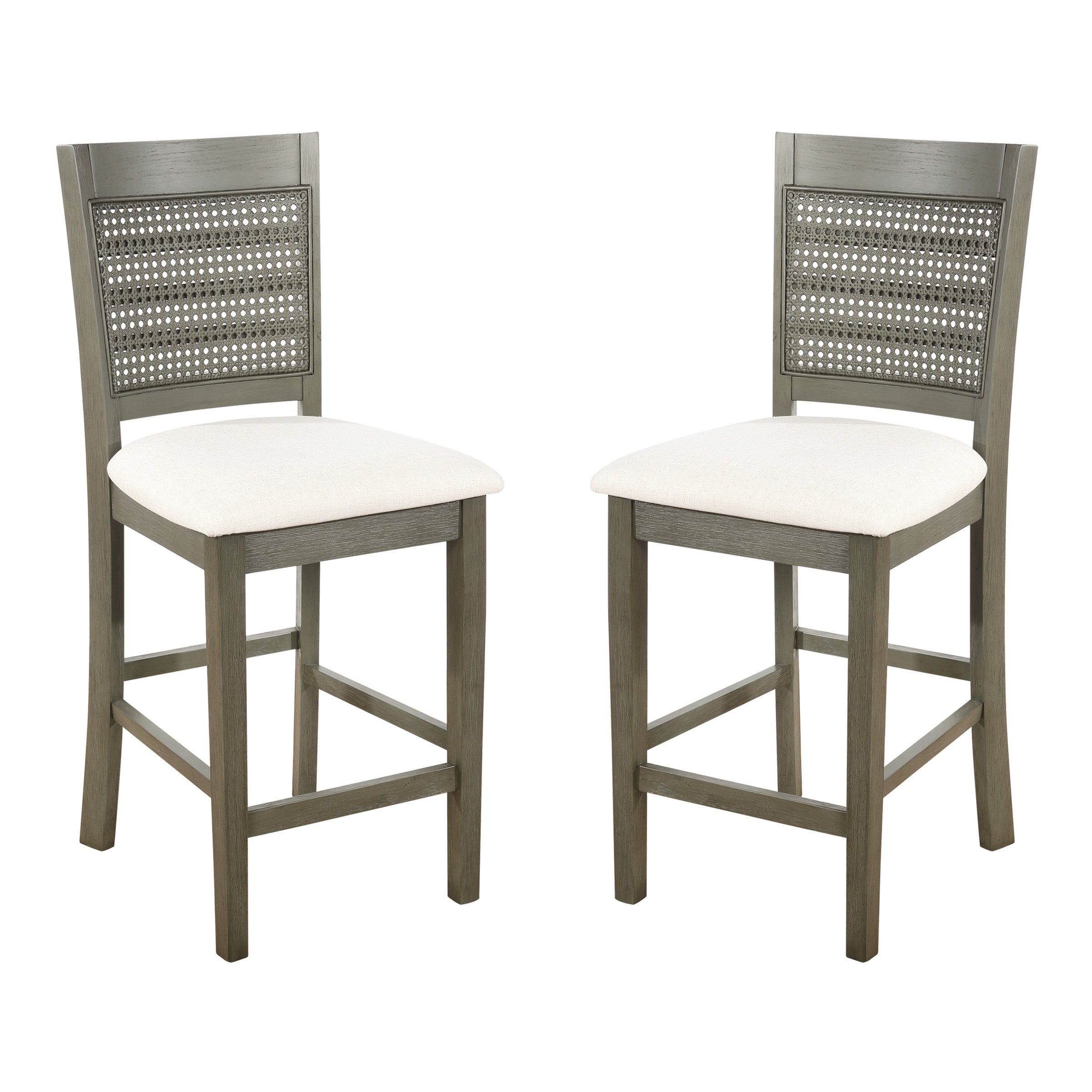Walden 24" Cane Back Stool 2pk - Linen / Antique Grey