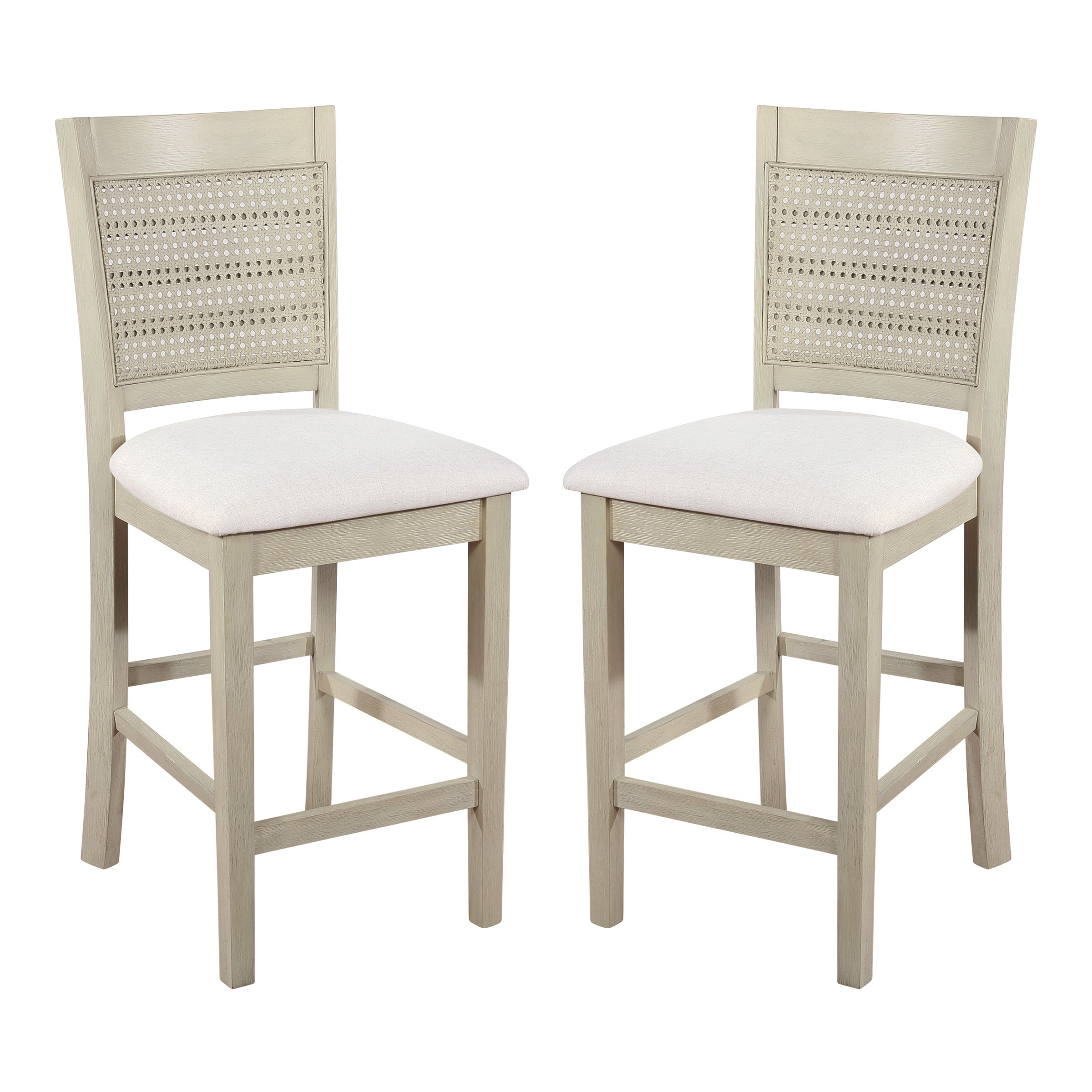 Walden 24" Cane Back Stool 2pk - Linen / Antique White