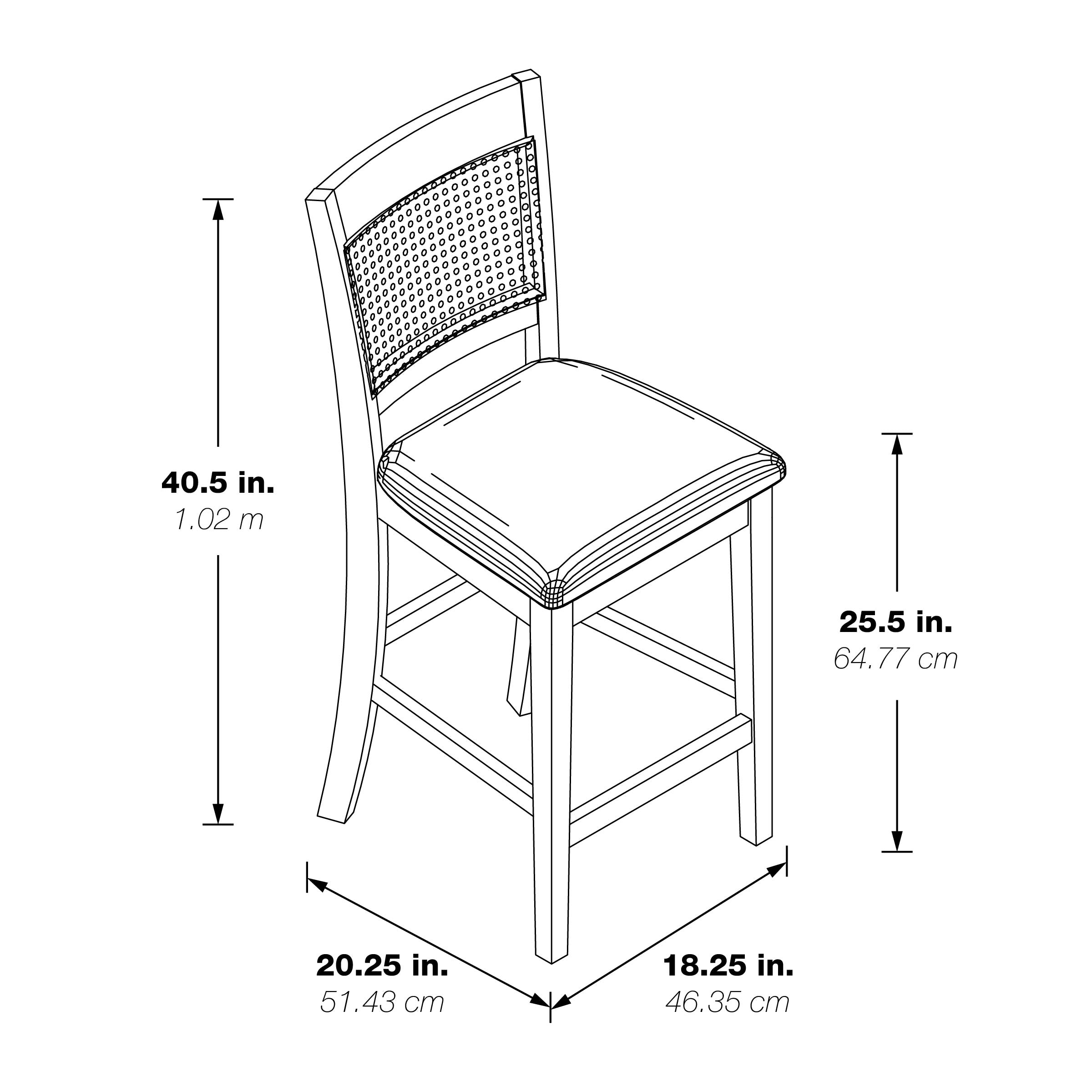 Walden 24" Cane Back Stool 2pk - Linen / Antique White