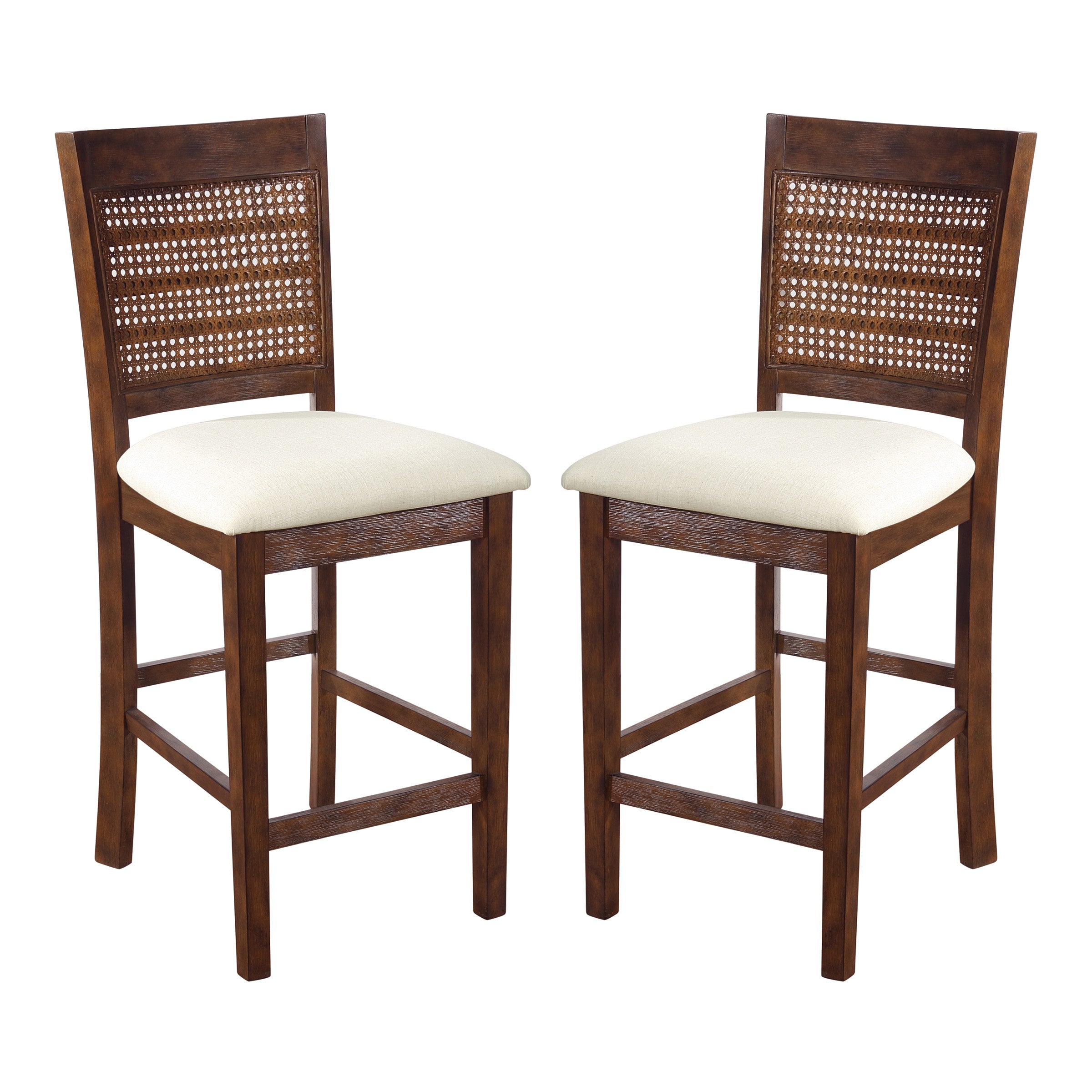 Walden 24" Cane Back Stool 2pk - Linen / Burnt Brown