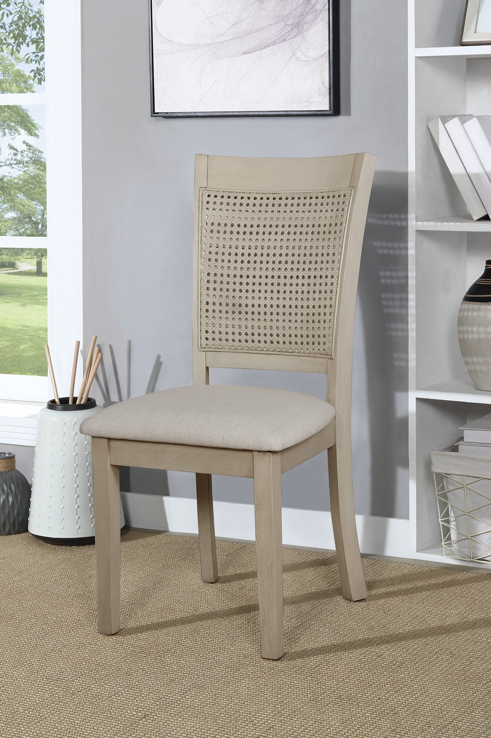 Walden Cane Back Dining Chair 2pk - Linen / Antique White