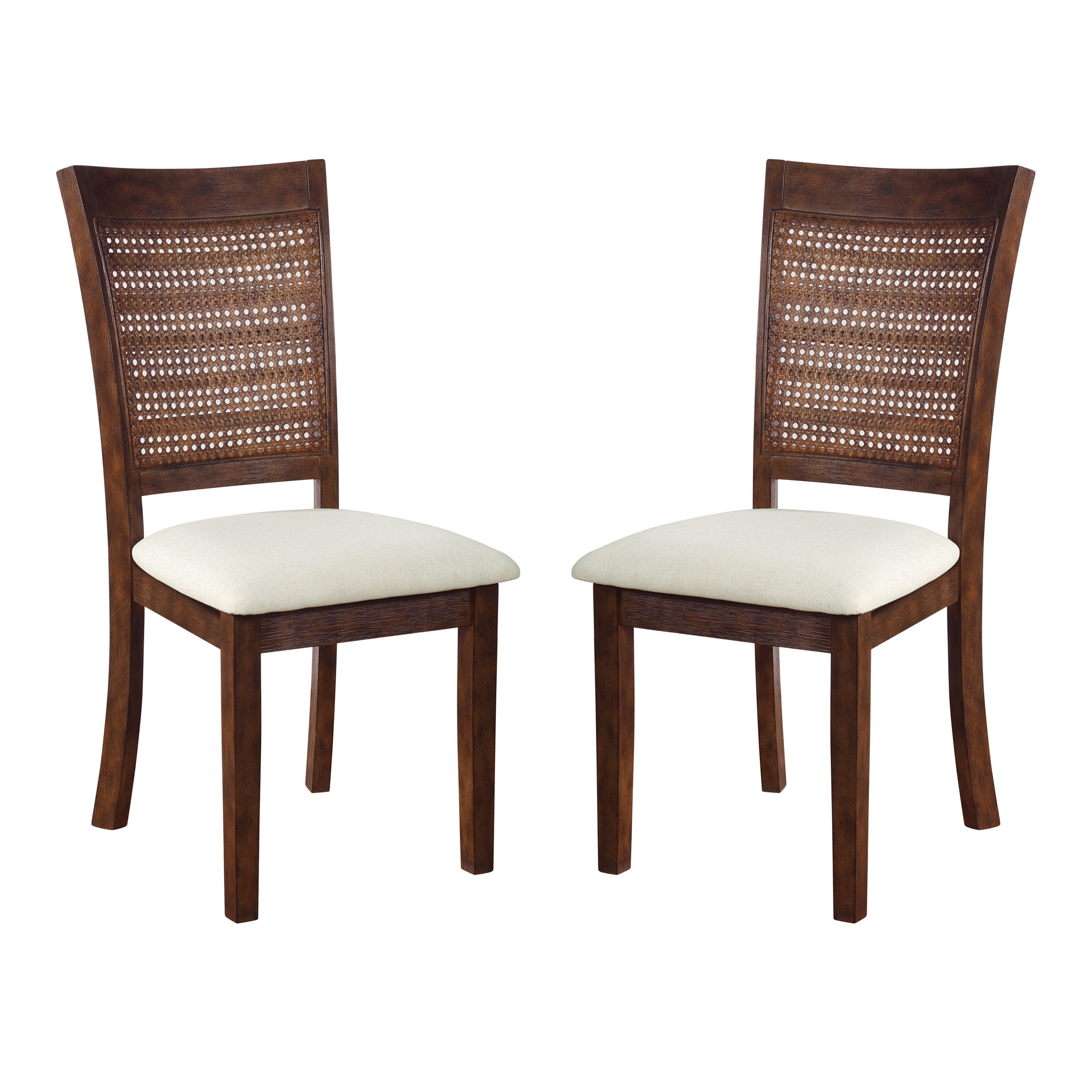 Walden Cane Back Dining Chair 2pk - Linen / Burnt Brown