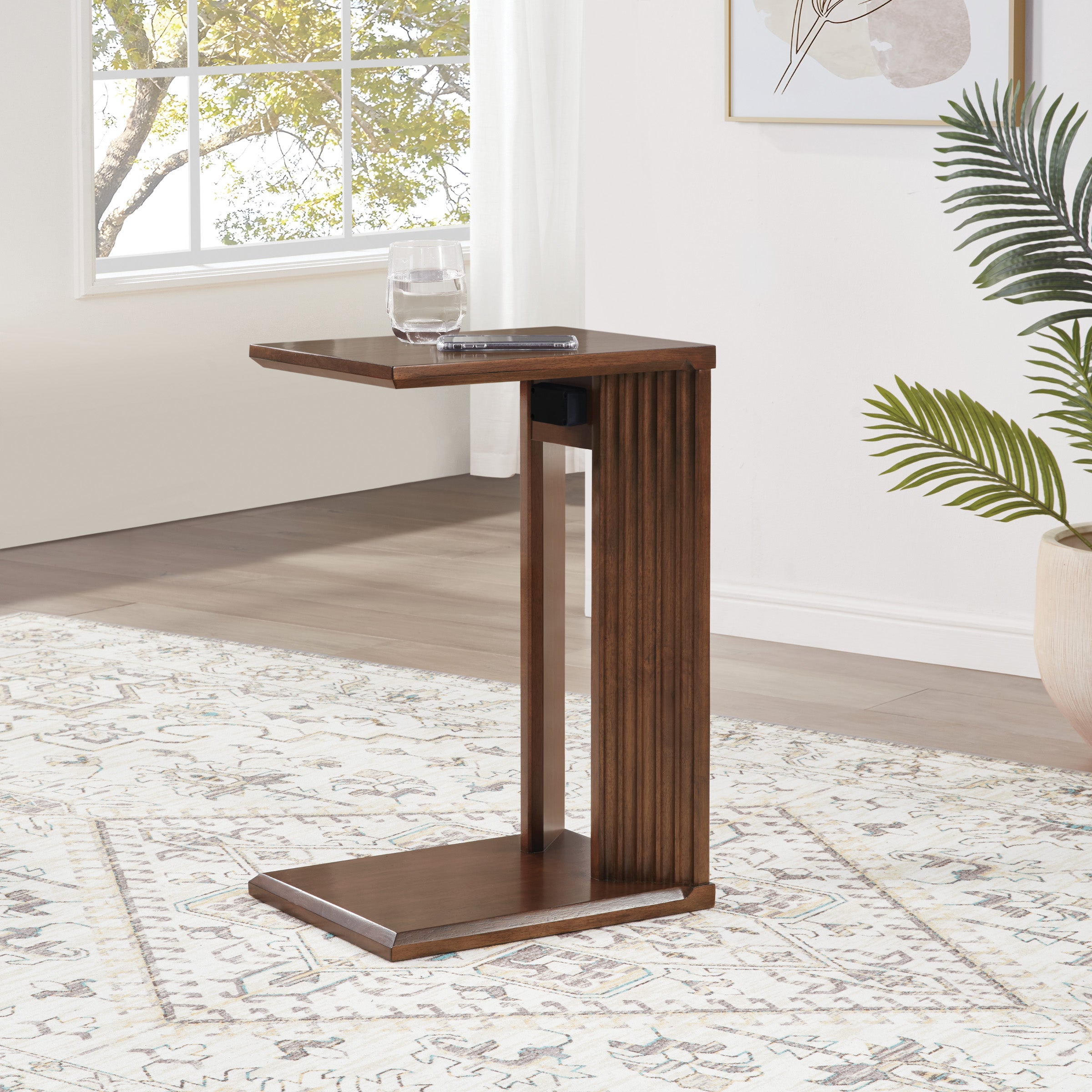 Winston Accent C-Table with Power in Dark Oak Finish