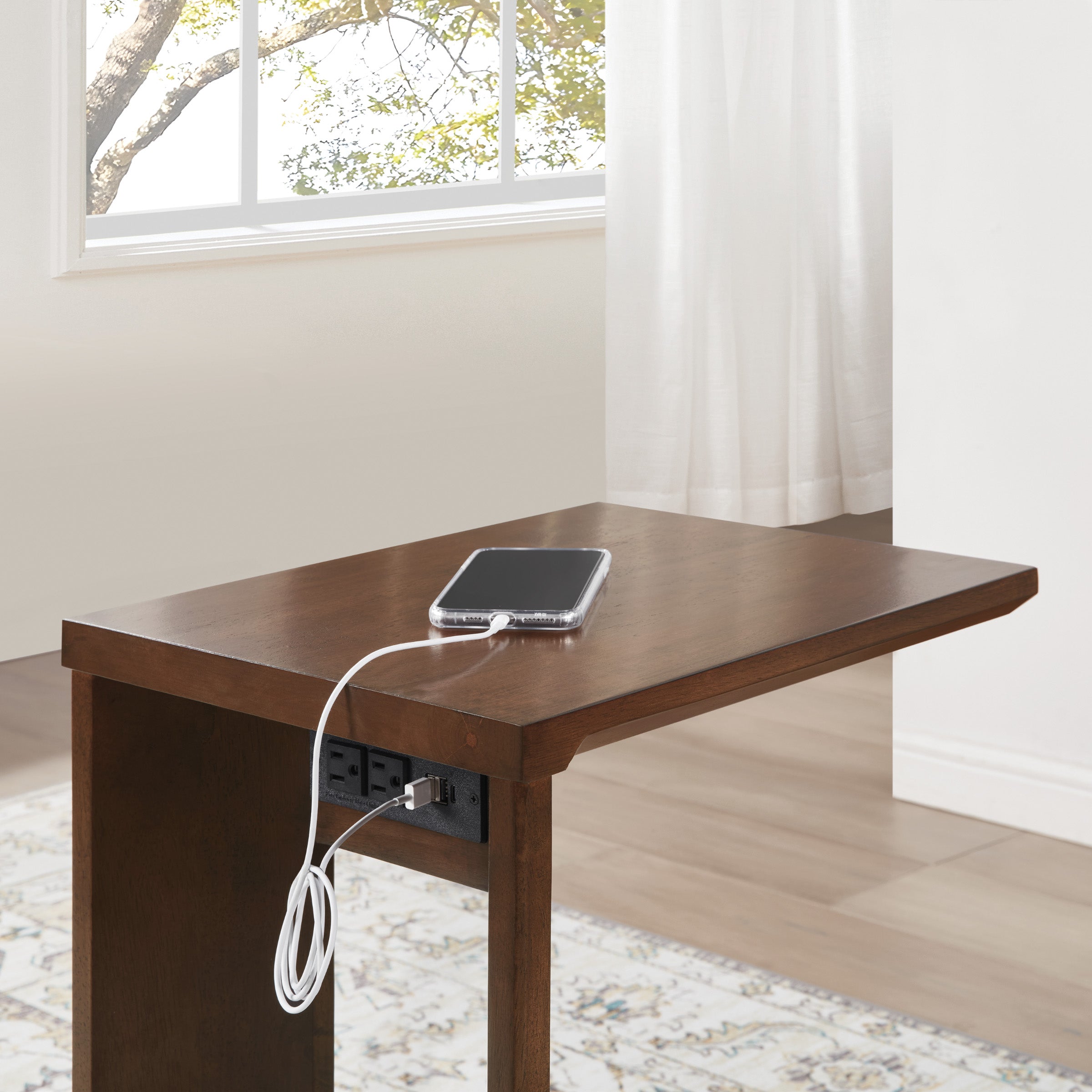 Winston Accent C-Table with Power in Dark Oak Finish