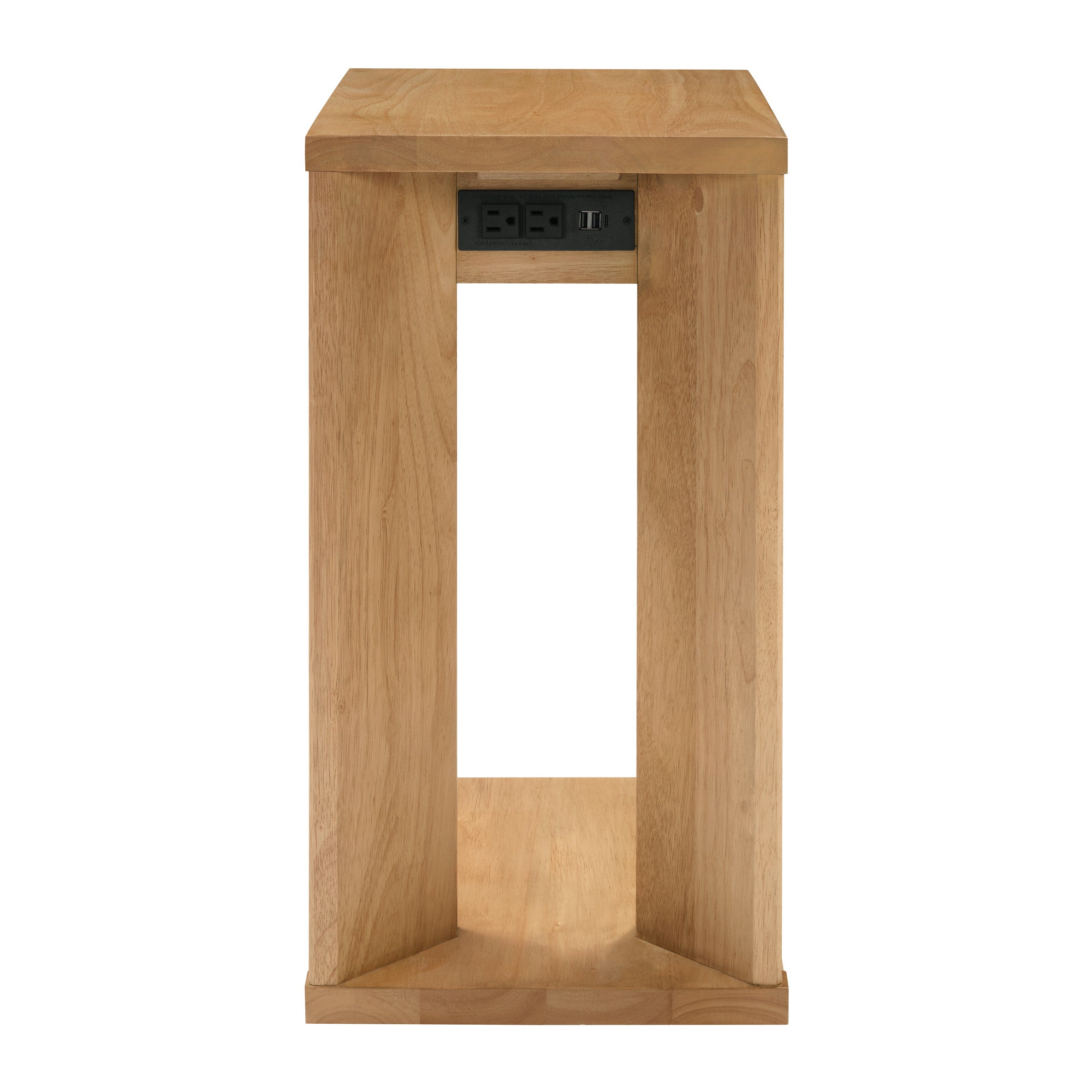 Winston Accent C-Table with Power in Natural Oak Finish