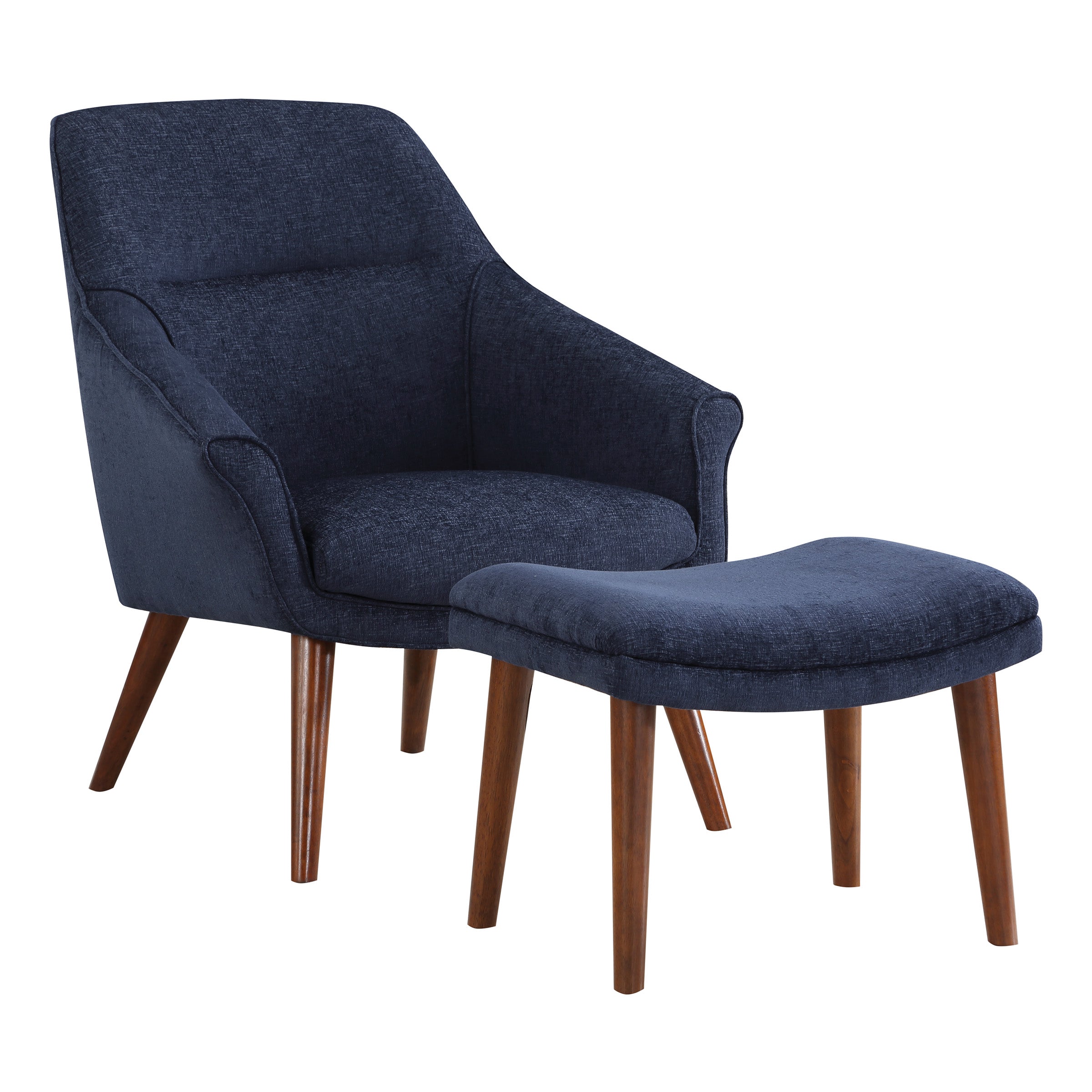 Waneta Chair and Ottoman - Midnight Blue