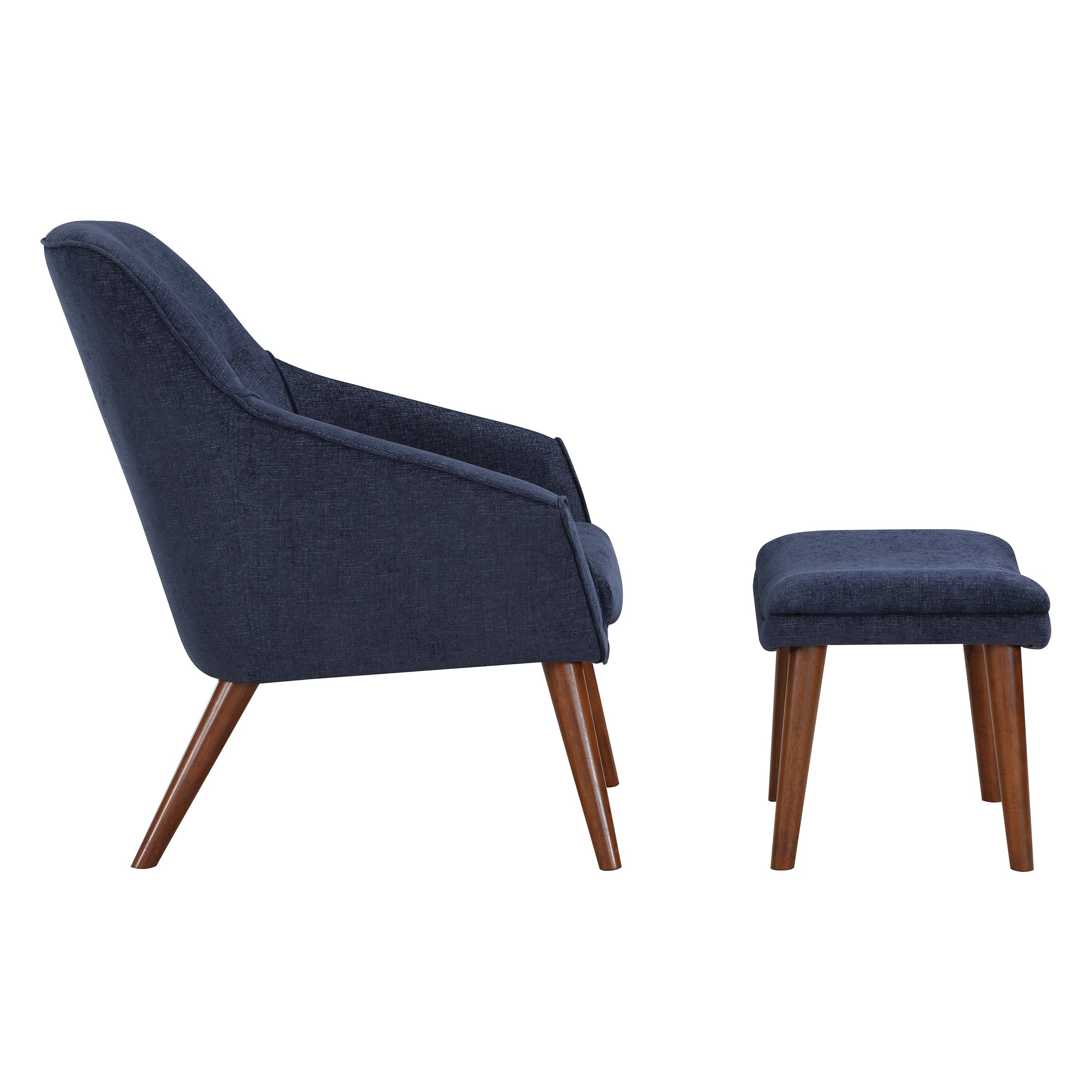 Waneta Chair and Ottoman - Midnight Blue