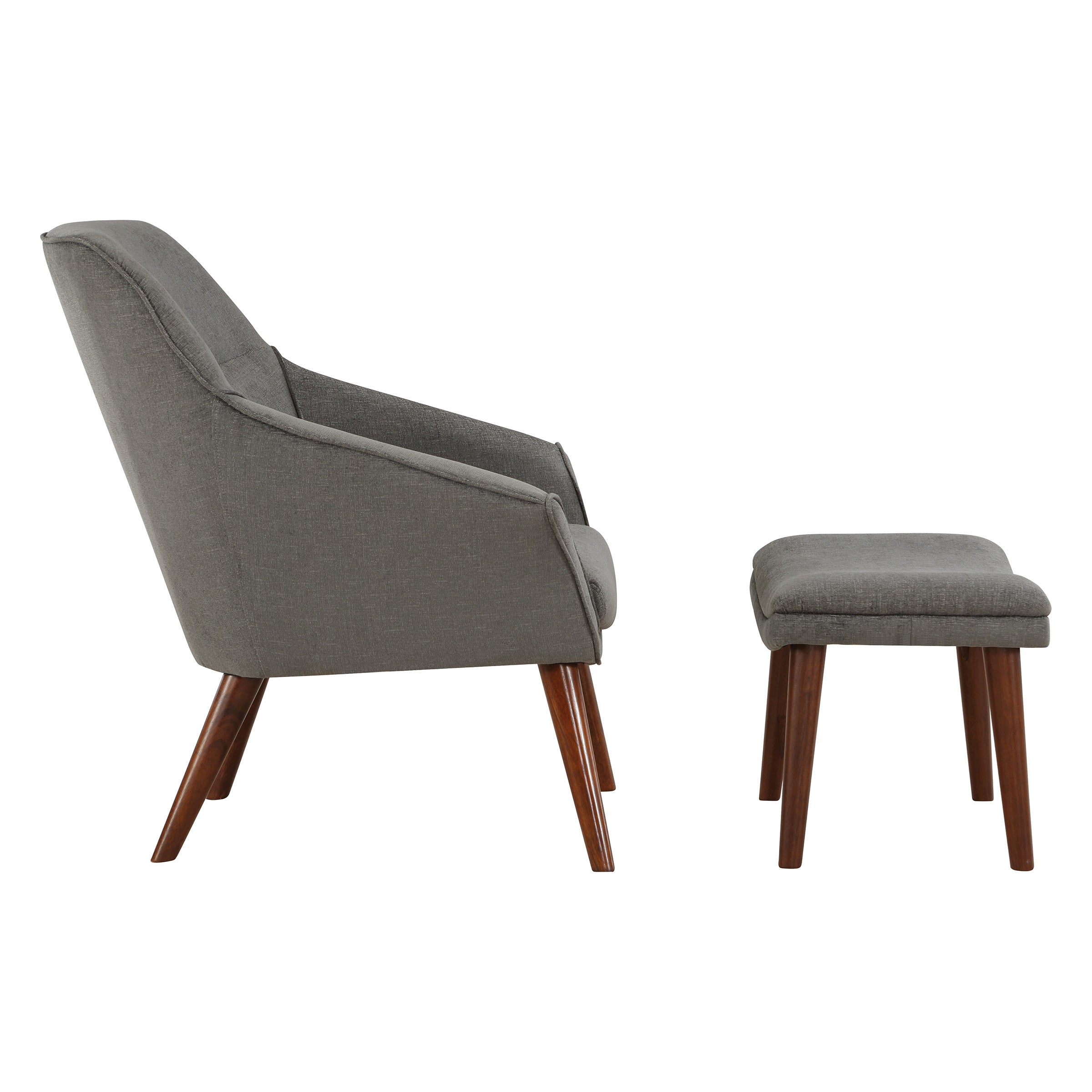 Waneta Chair and Ottoman - Charcoal