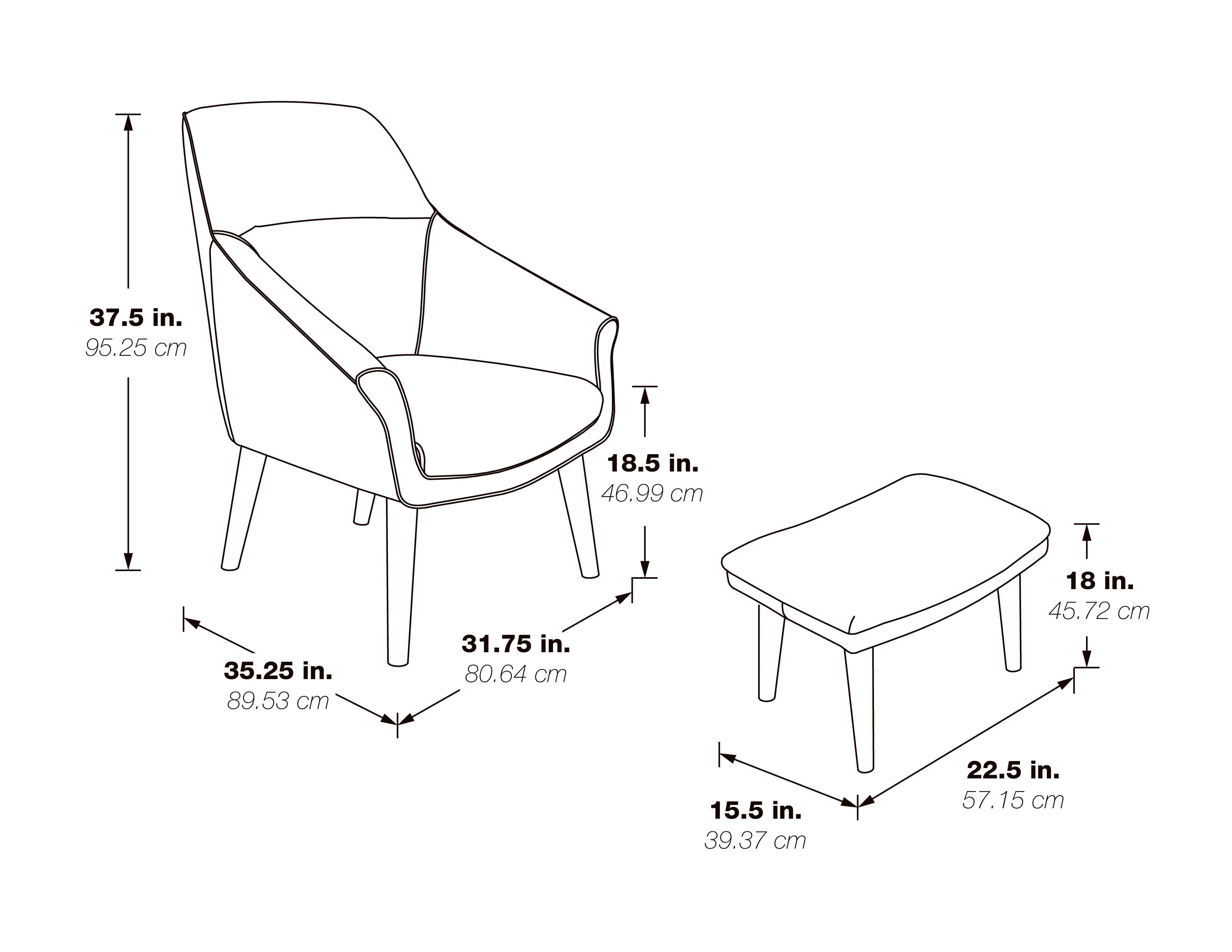 Waneta Chair and Ottoman - Cream