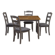 West Lake Dining Table Set 5-Pc - Tobacco & Cream Wood