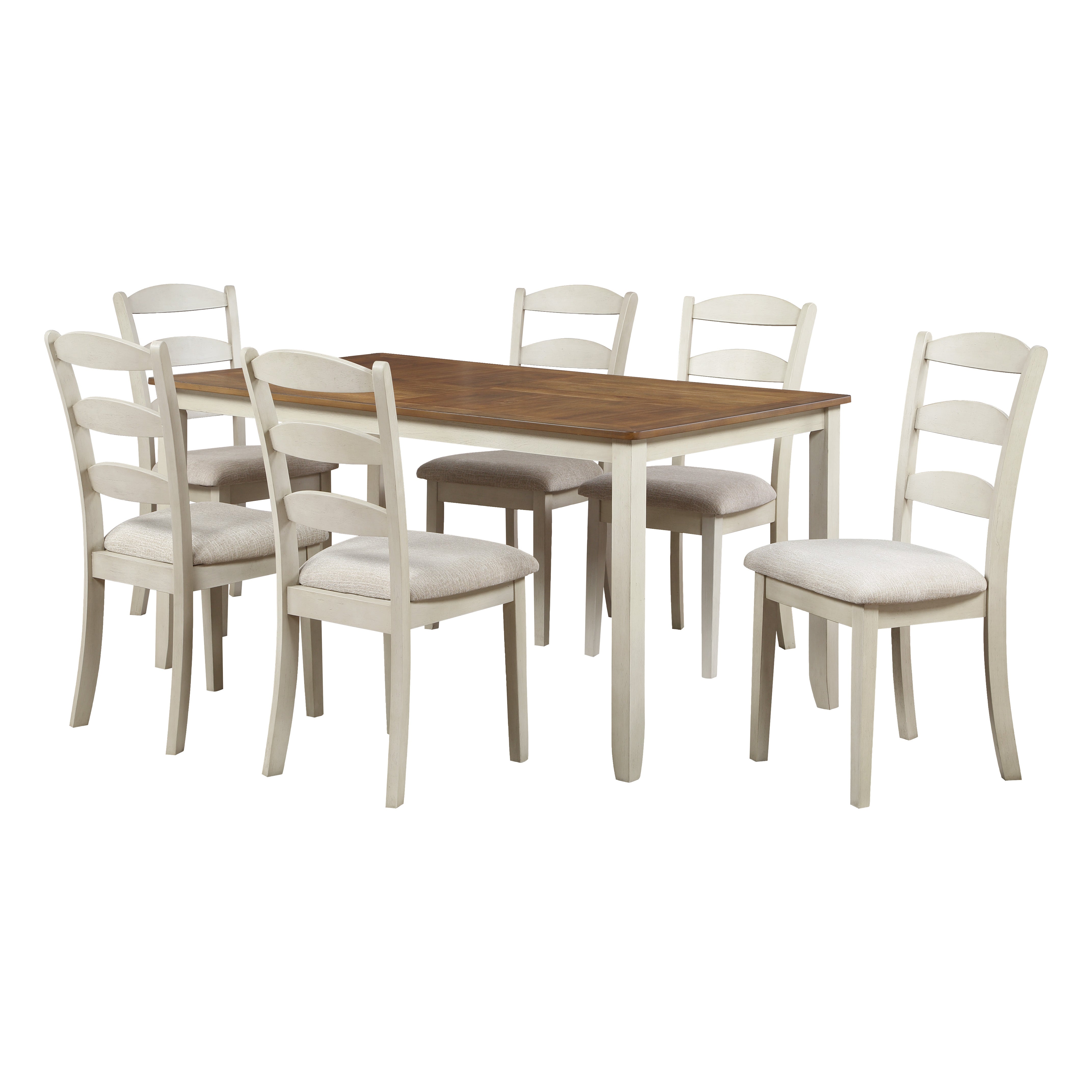West Lake Dining Table Set 7-Pc - Natural & Grey Wood