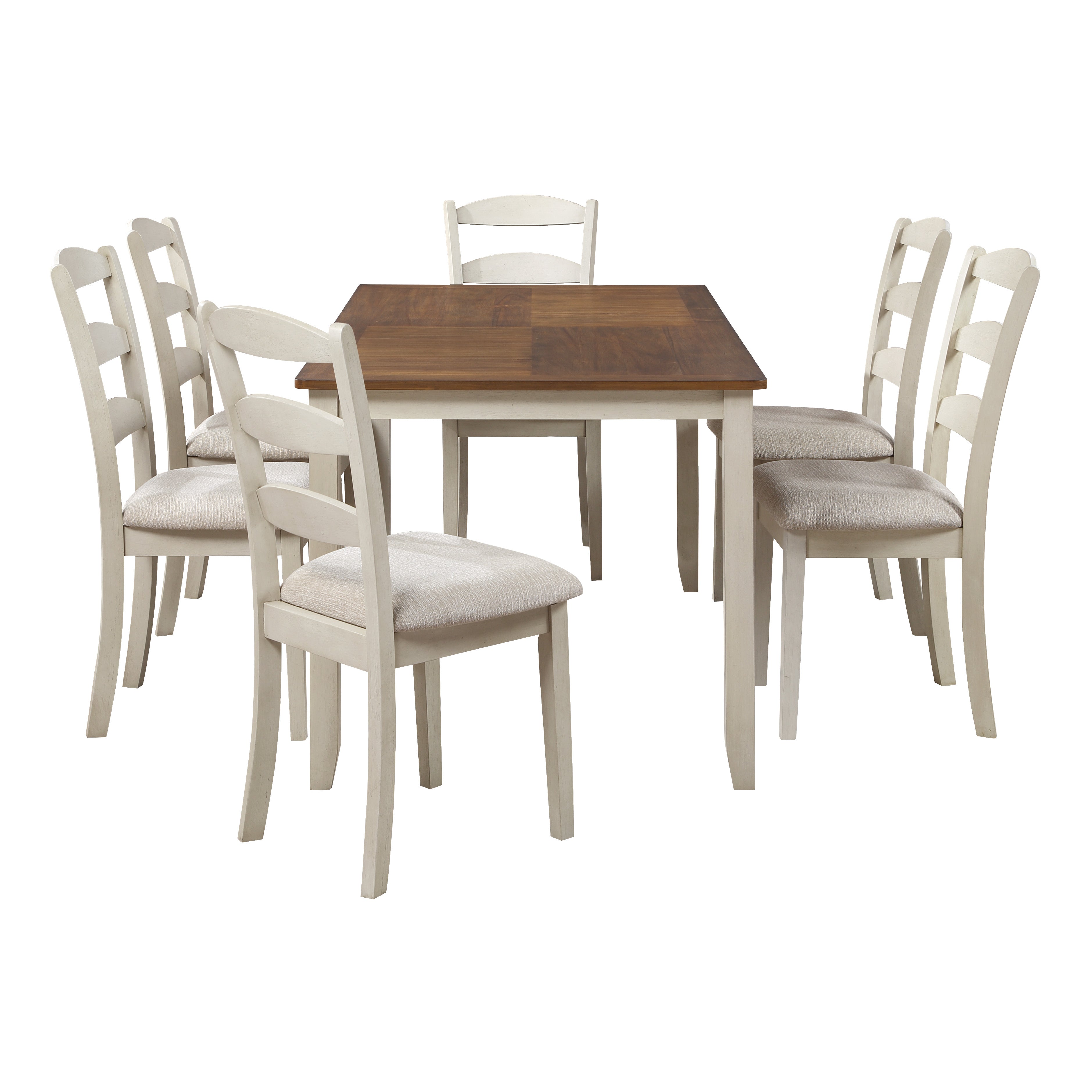 West Lake Dining Table Set 7-Pc - Natural & Grey Wood