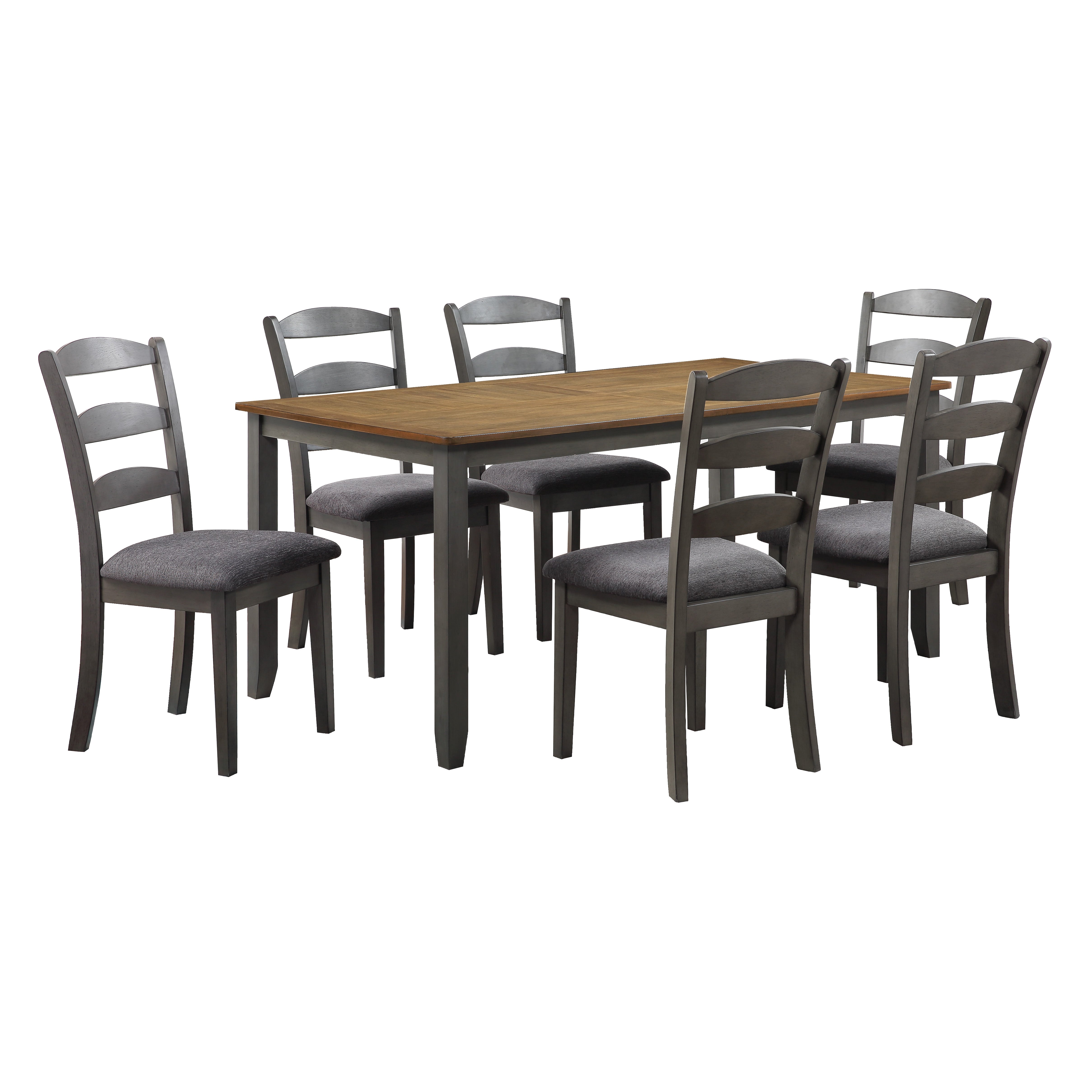 West Lake Dining Table Set 7-Pc - Tobacco & Cream Wood