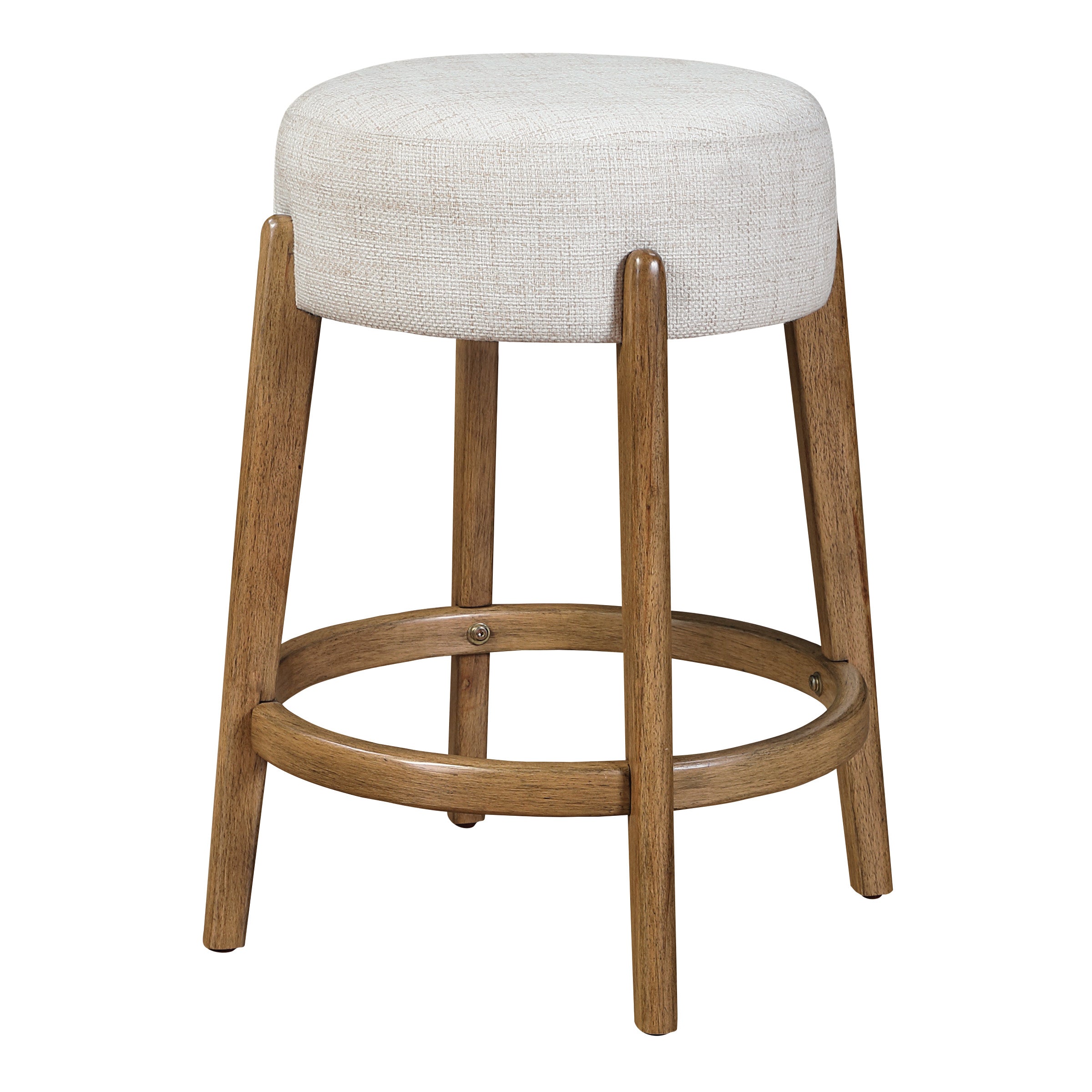 Wesley 26" Counter Stool in Linen Fabric with Medium Oak Finish Frame