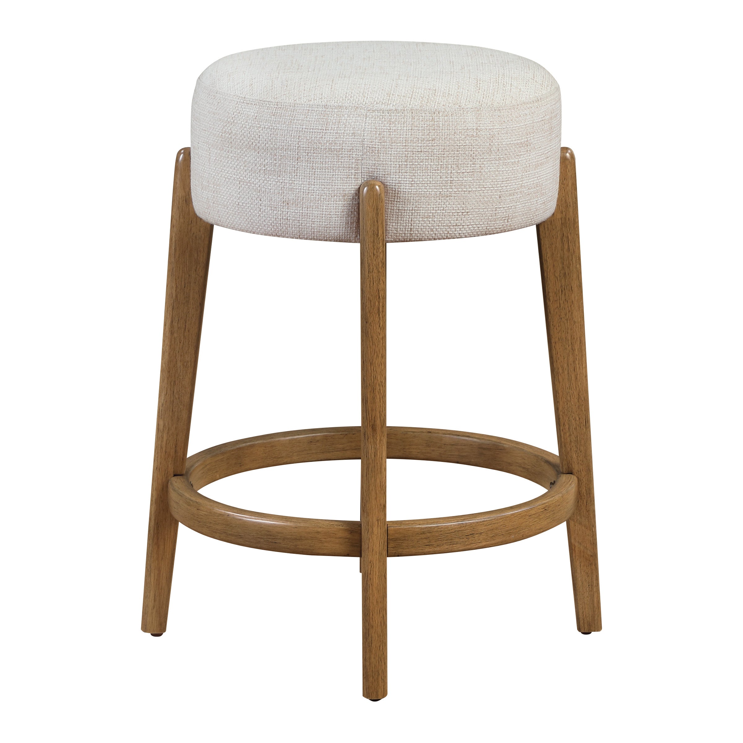 Wesley 26" Counter Stool in Linen Fabric with Medium Oak Finish Frame
