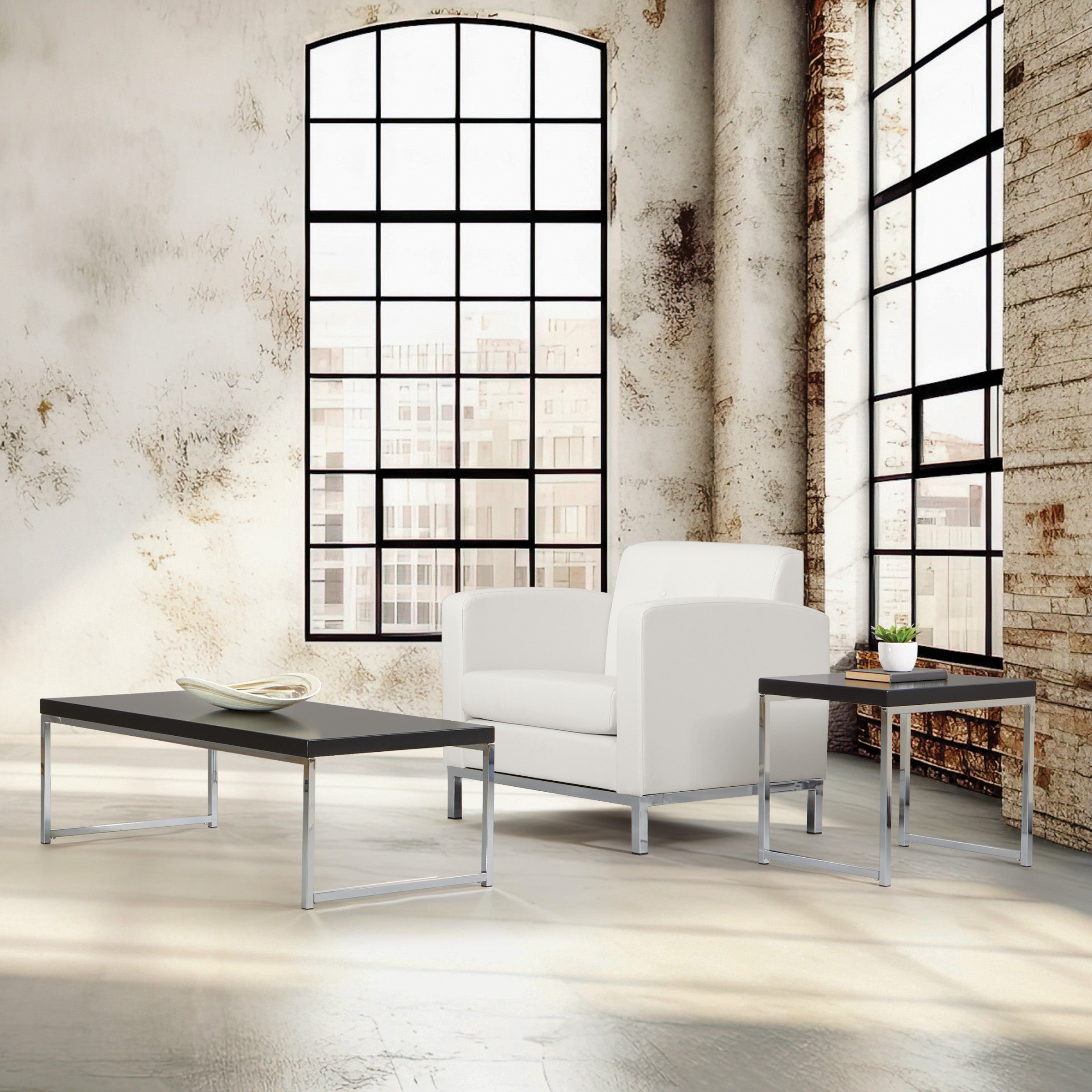 Wall Street End Table - Black / Chrome Finish