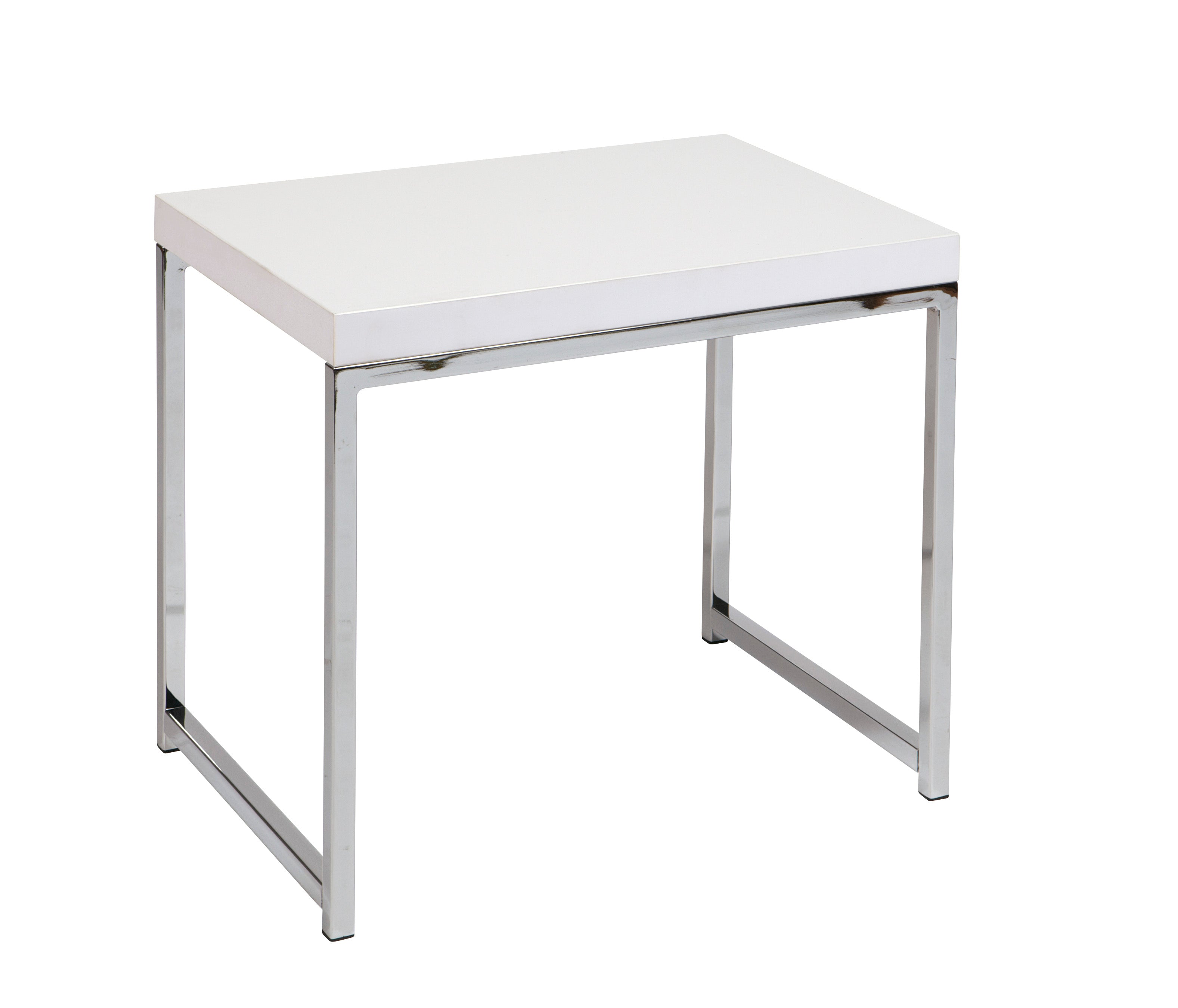 Wall Street End Table - White Melamine / Chrome Finish