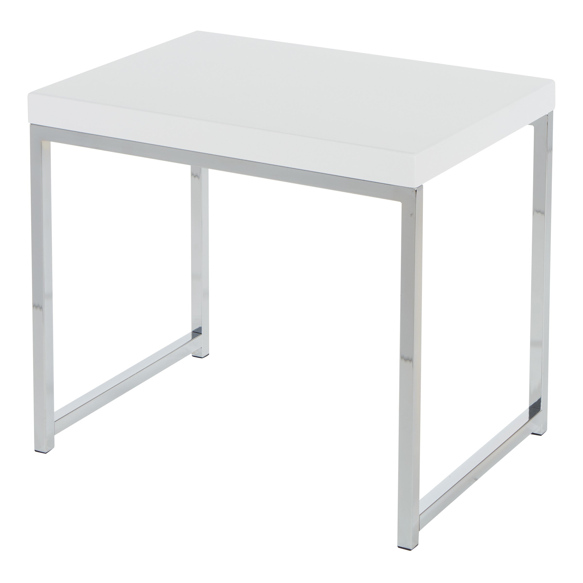 Wall Street End Table - White Melamine / Chrome Finish