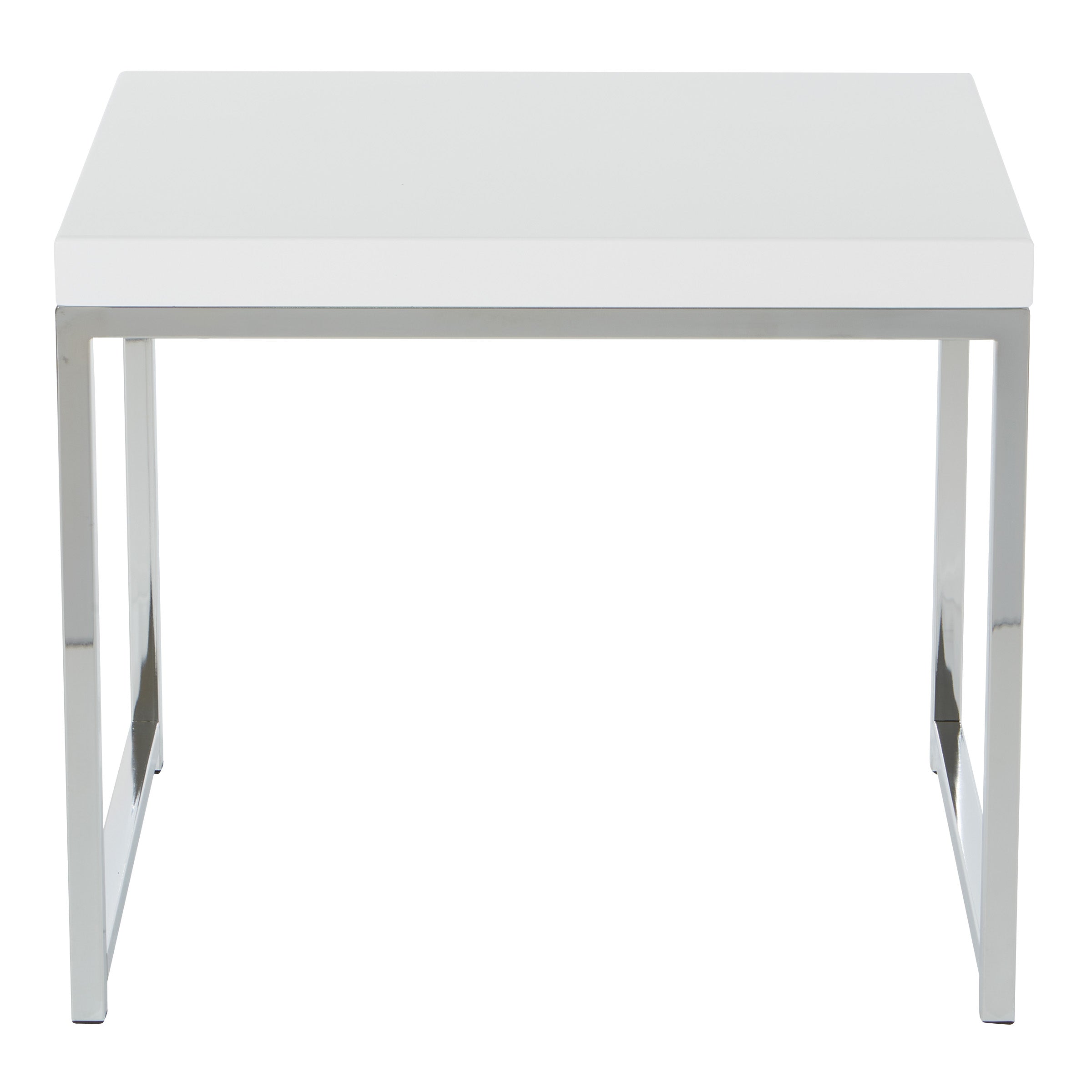 Wall Street End Table - White Melamine / Chrome Finish